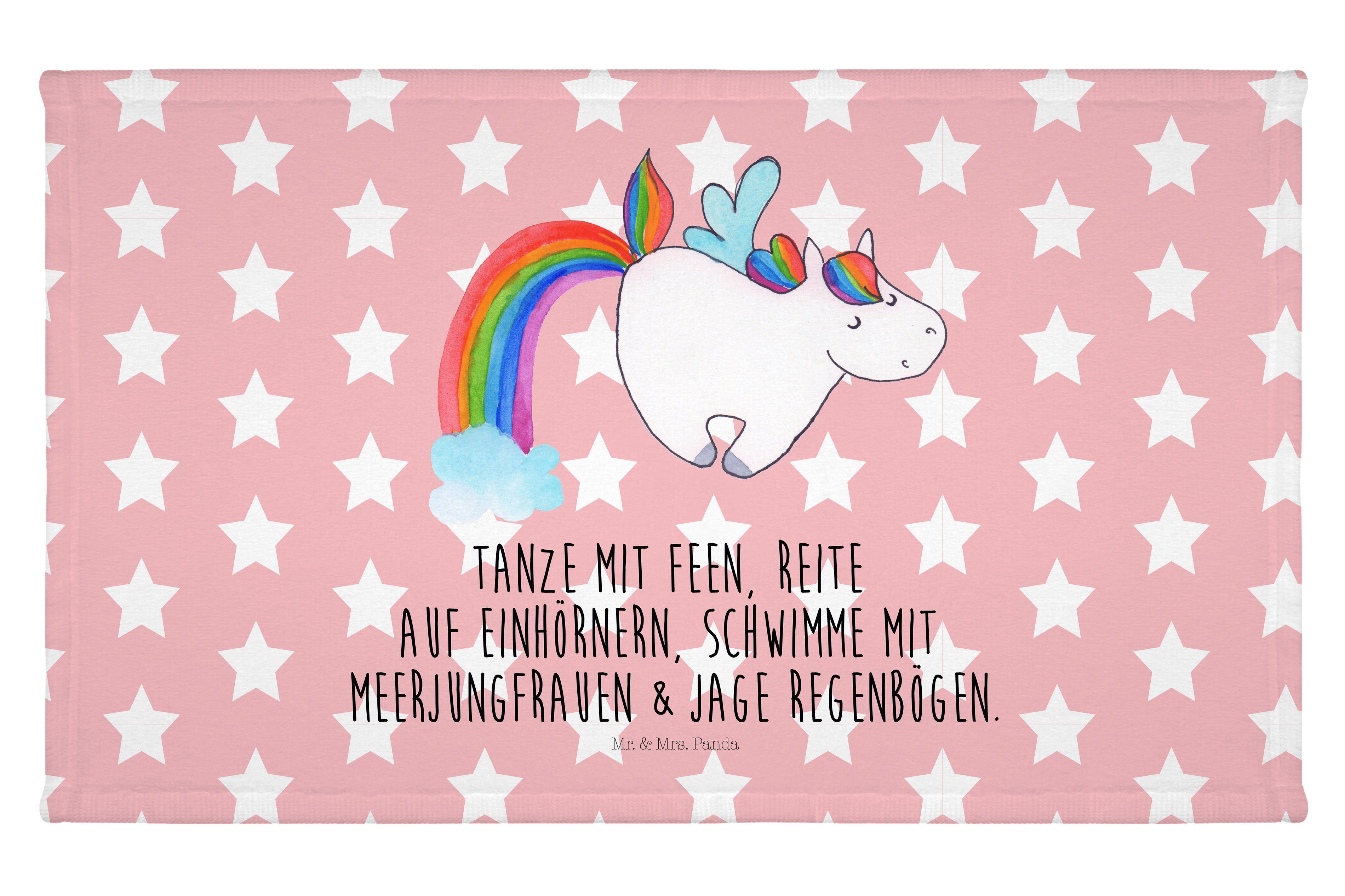 Mr. & Mrs. Panda Handtuch Einhorn Pegasus - Rot Pastell - Geschenk, Unicorn, Realität, Gästetuc, (1-St)