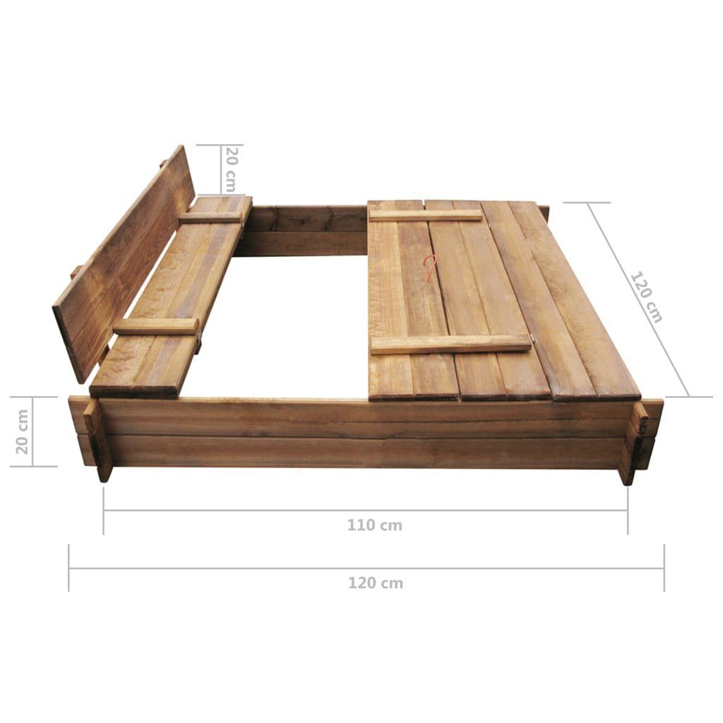 Sandkasten mit Holz vidaXL Quadratisch Imprägniert Sandkiste Sandkasten Sitzfläche