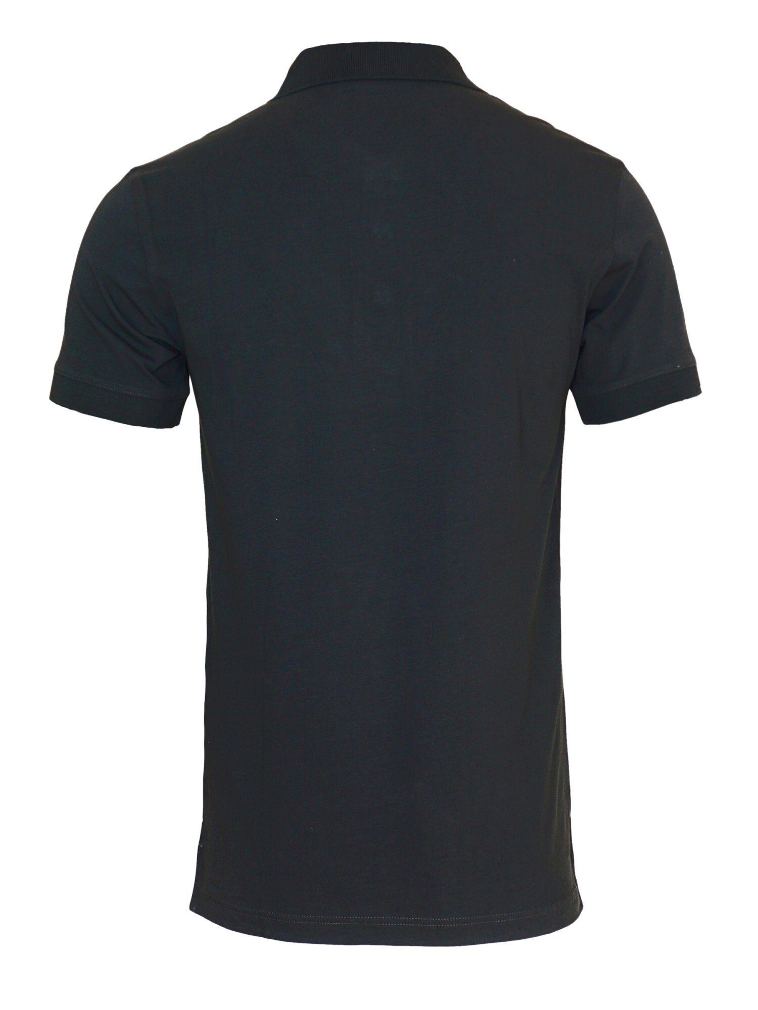 Poloshirt schwarz Armani Poloshirt mit aus (1-tlg) Emporio Baumwollstretch Essential Shirt