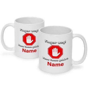 GRAVURZEILE Tasse Bedruckte Tasse mit Spruch - Finger weg!, Lustige Geschenke - Geschenk für Mama Papa Geburtstag Weihnachten