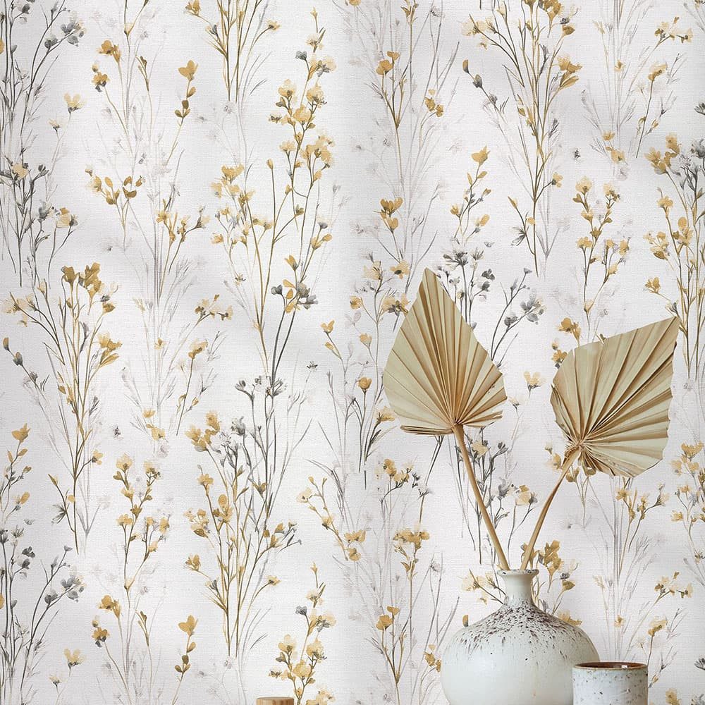 Erismann Vliestapete Blumen Floral Aquarelloptik Creme Grau Gelb 10561-20 Forest Dreams