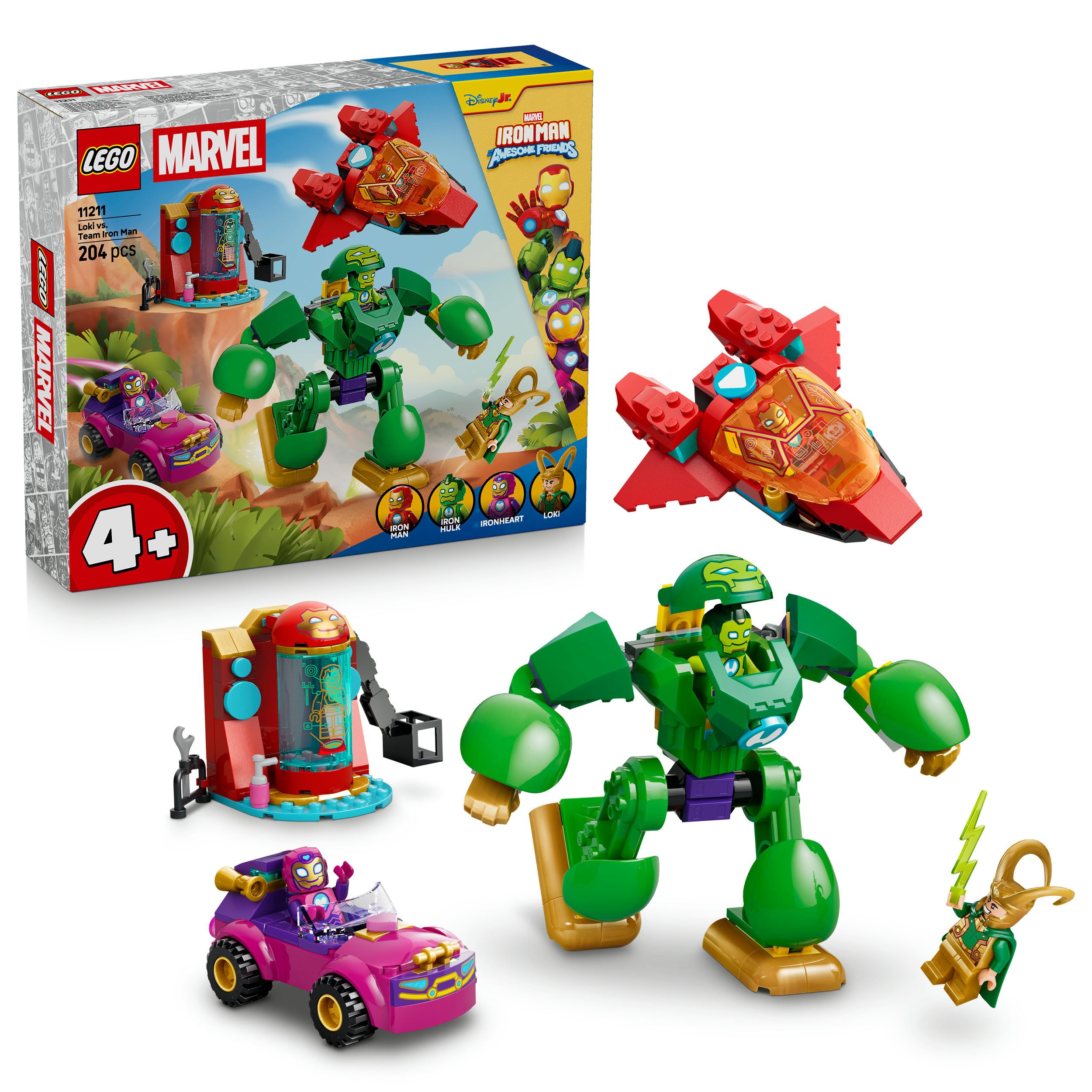 LEGO® Loki vs. Team Iron Man (11211), LEGO Disney Junior Marvel Konstruktionsspielsteine, (204 St), Made in Europe