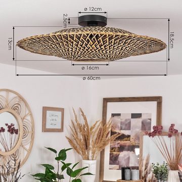 hofstein Deckenleuchte »Castelgiocondo« Deckenlampe aus Bambus/Metall in Natur/Schwarz, ohne Leuchtmittel, Leuchte, Boho-m. Schirm in Gitter-Optik u. Lichteffekt, Ø60cm, E27