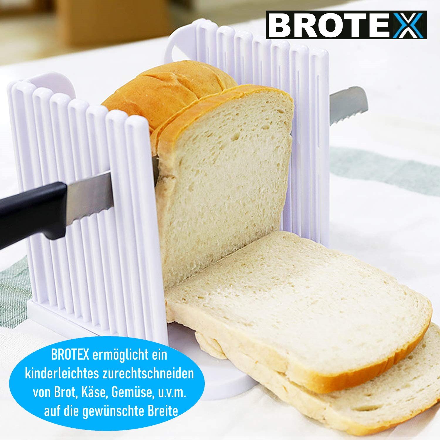 Brotschneider Brotschneidehilfe Brot Brotschneidebrett Käse MAVURA Brotschneidemaschine, manuell Schneidehilfe Gemüse BROTEX