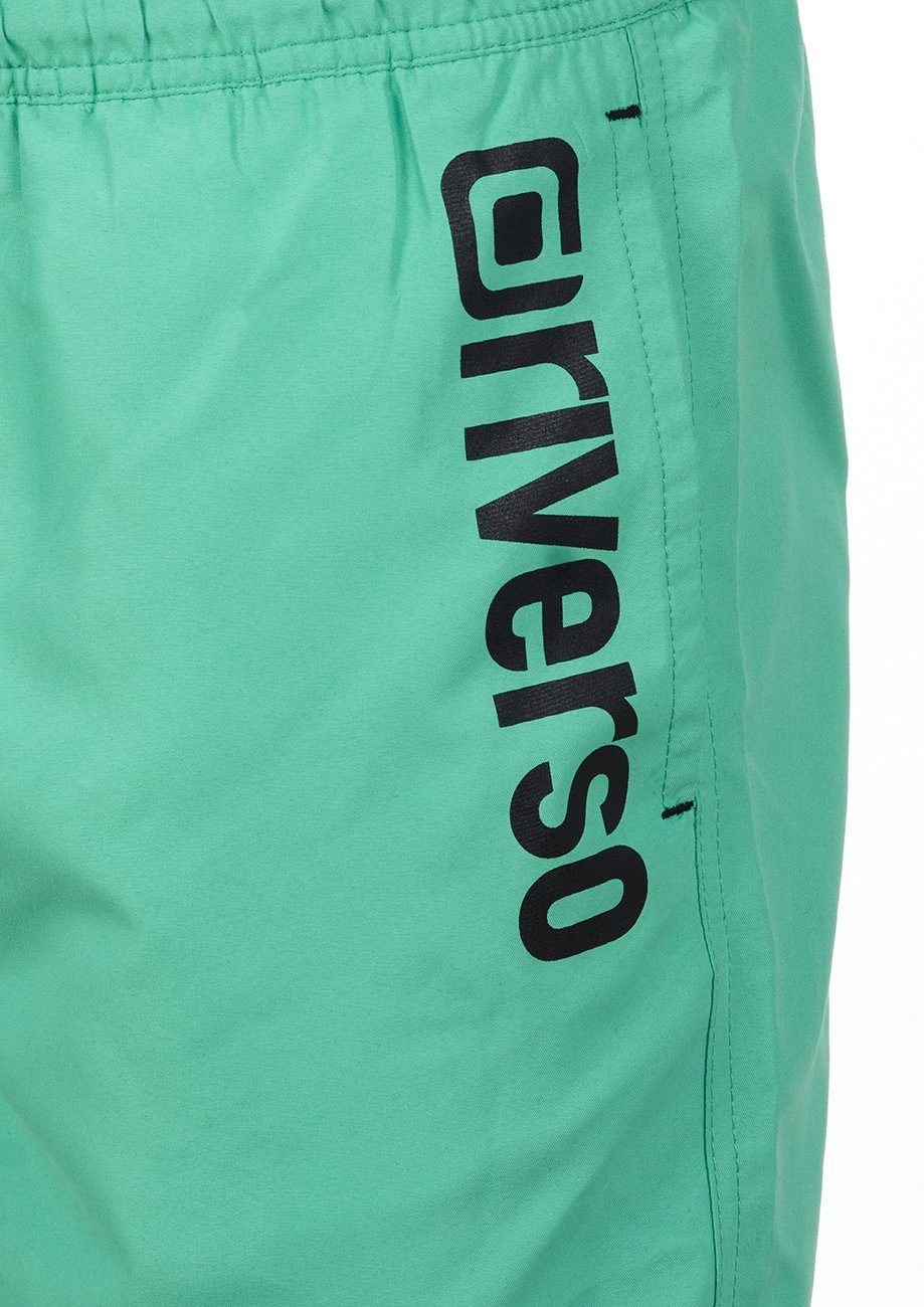 Herren Badeshorts RIVBobby Fit Regular Green-Black Kordelzug Badehose mit Flashy (1-St) riverso Sportshorts