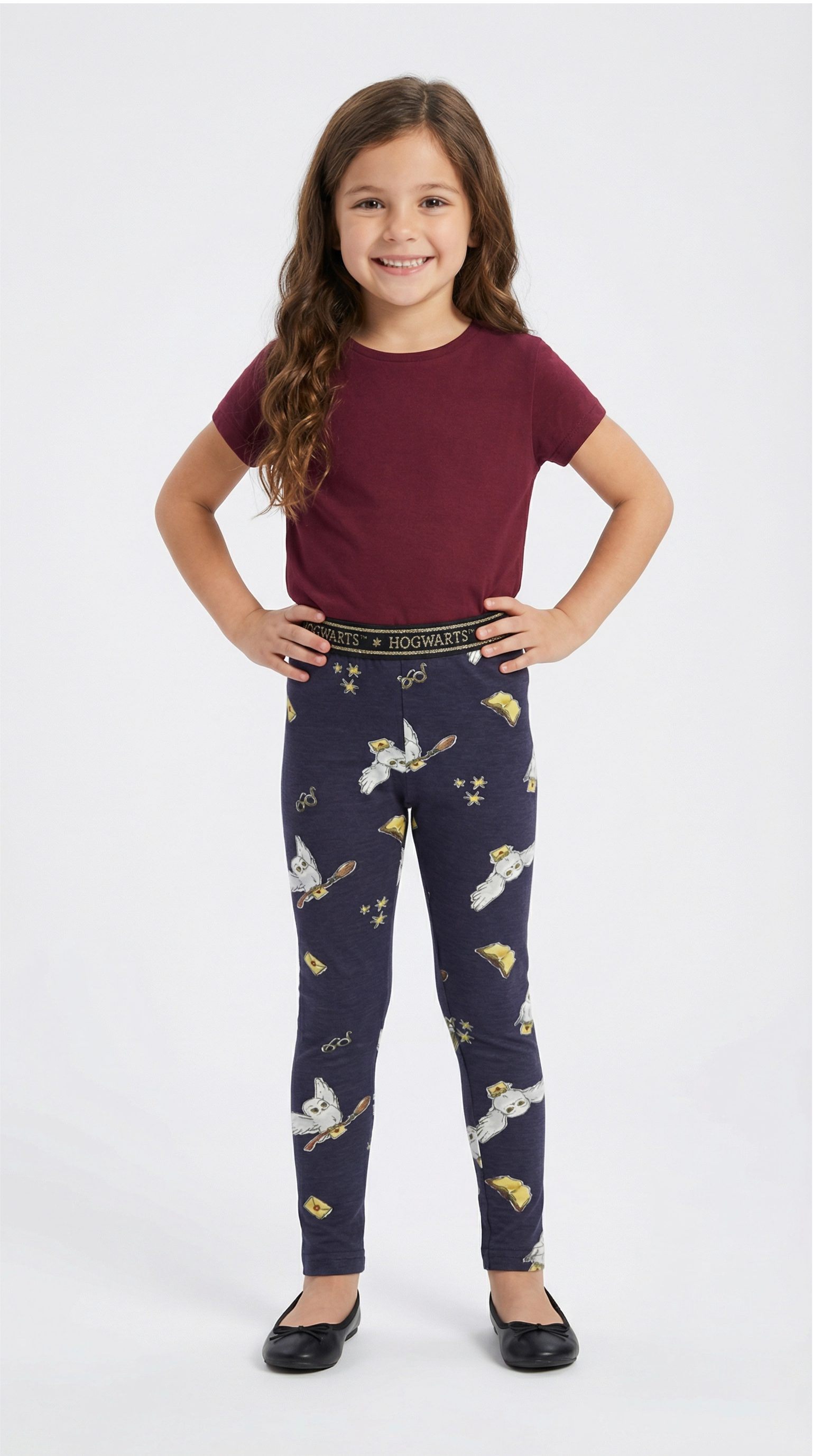 Harry Potter Leggings Harry Potter Hogwarts Hedwig Mädchen Kinder Leggings Hose Gr. 104 bis 134