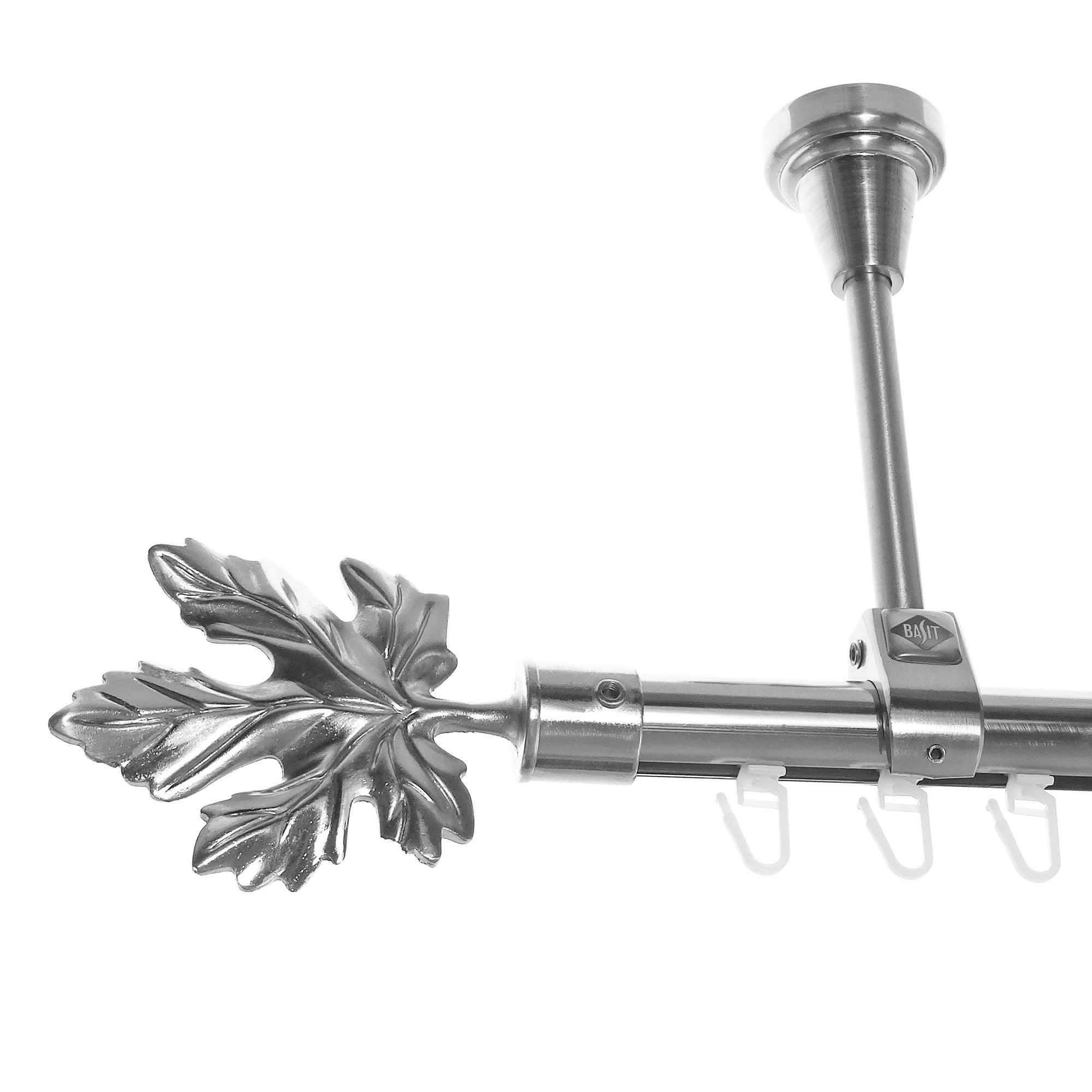 BASIT Gardinenstange Innenlauf Edelstahloptik 20mm mit Deckenträgern 200 cm E35, Ø 20 mm, 1-läufig, verschraubt, Aluminium, D51I 200 cm E35 Blatt