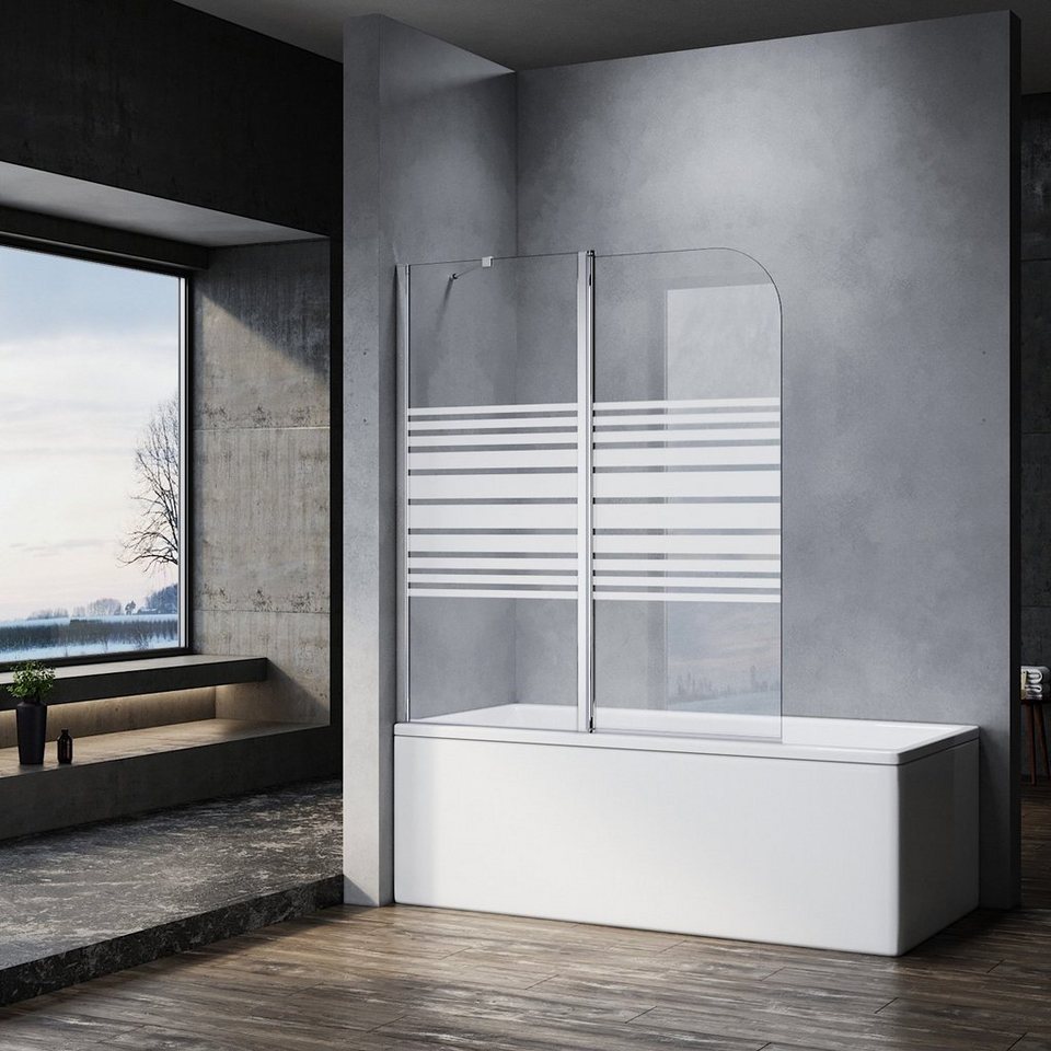 SONNI Badewannenaufsatz »Duschwand für Badewanne«, Einscheibensicherheitsglas mit Nano Beschichtung, 120×140 cm, für Badezimmer, faltbar