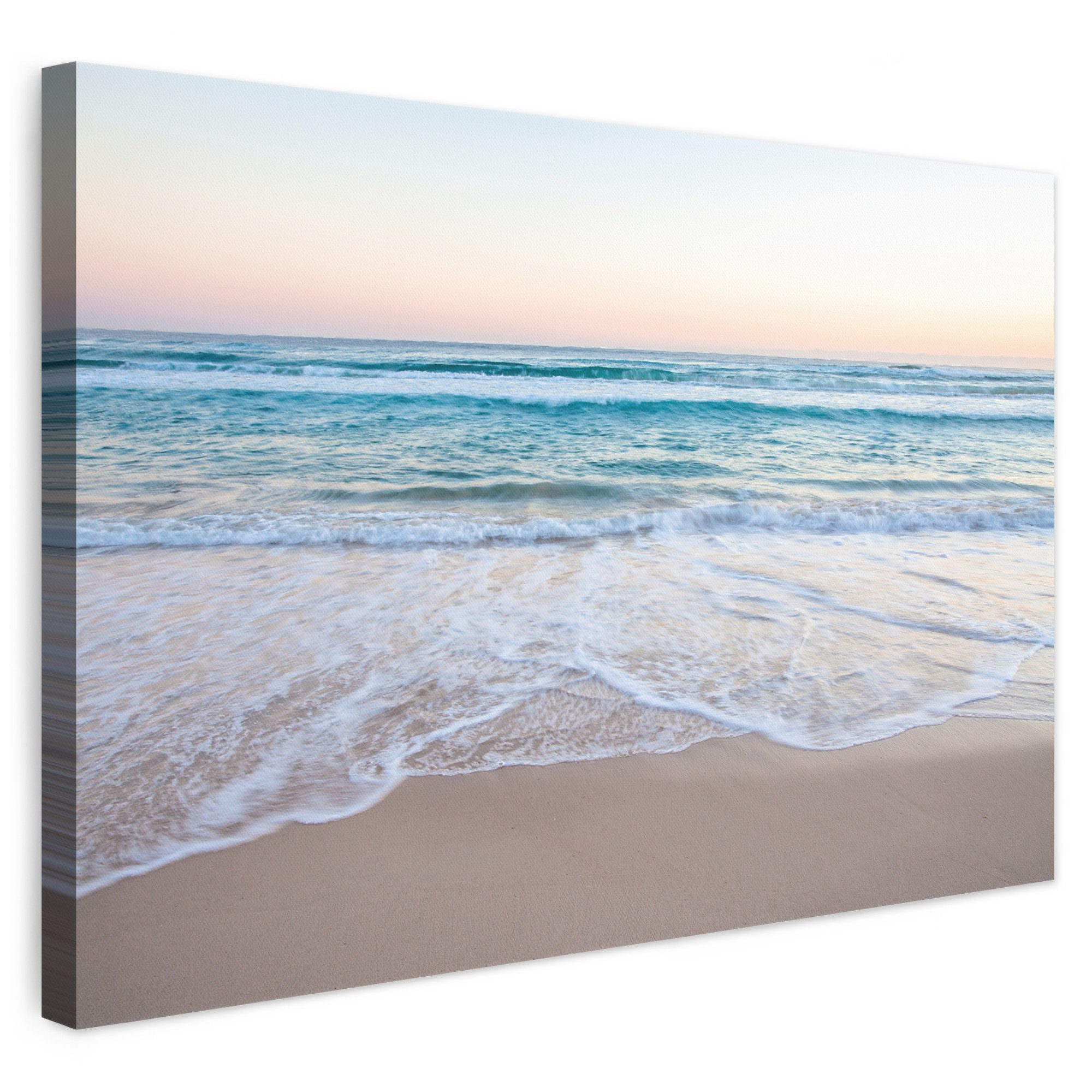 OneMillionCanvasses® Leinwandbild Strand - Meer - Pastell, Fotodruck (1 St), Leinwand Bilder Klein, Wand Dekoration Aesthetic 30x20 cm