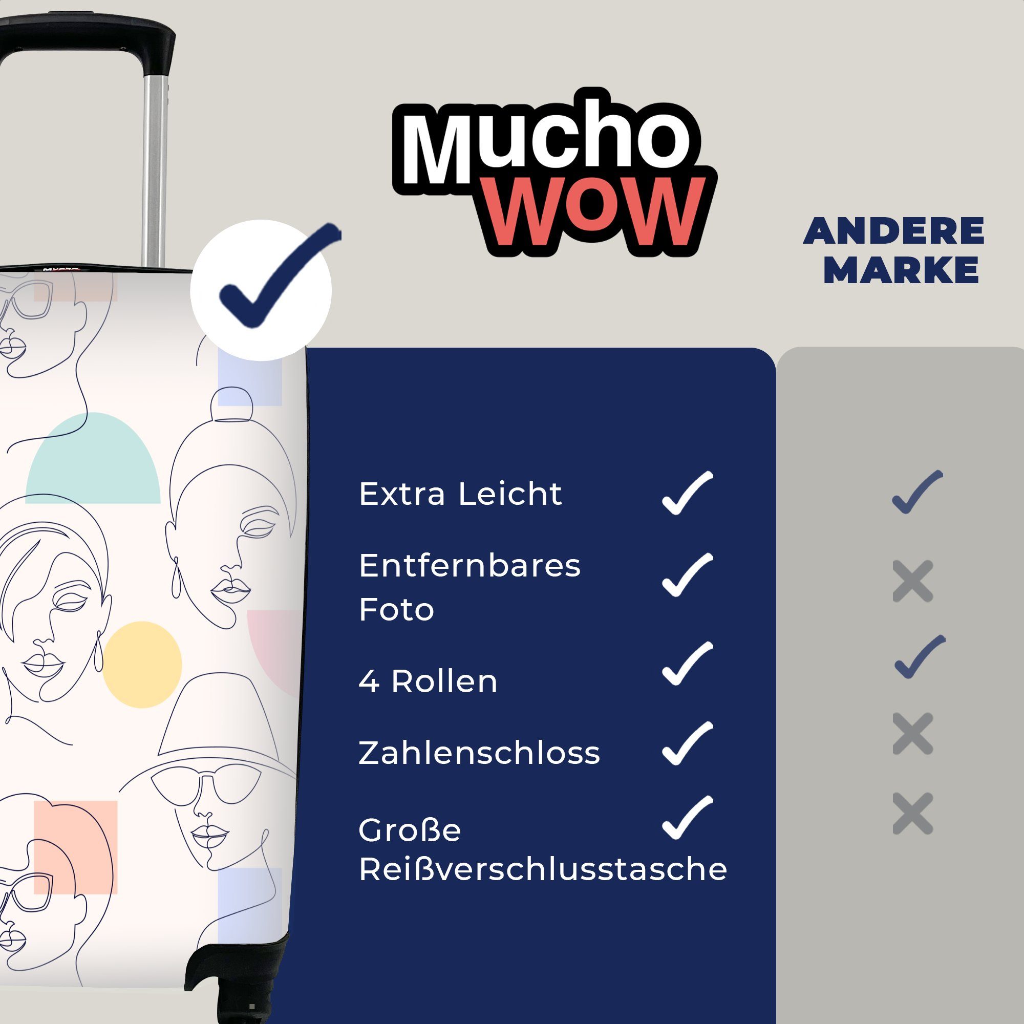 Kind, Trolley, Mädchen Mädchen - Ferien, Handgepäck - Reisetasche Kinder - Handgepäckkoffer Rollen, 4 mit Muster MuchoWow - - Frauen - Kind für - Pastell Reisekoffer rollen,