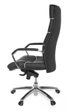 furnicato Bürostuhl FERROL Echt-Leder schwarz Schreibtischstuhl, Chefsessel mit Kopfstütze