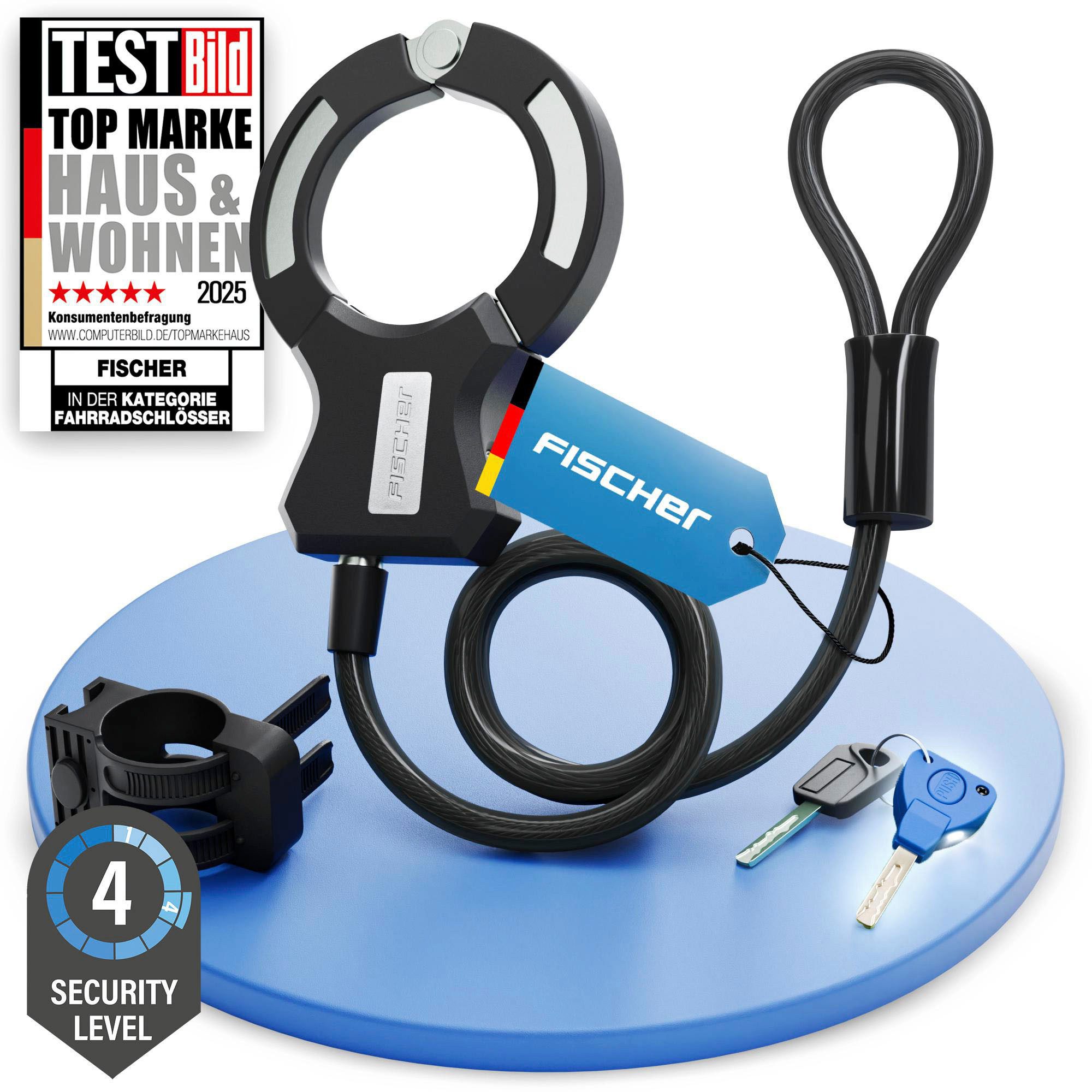 FISCHER Fahrrad Rahmenschloss Handschellenschloss RK120/10