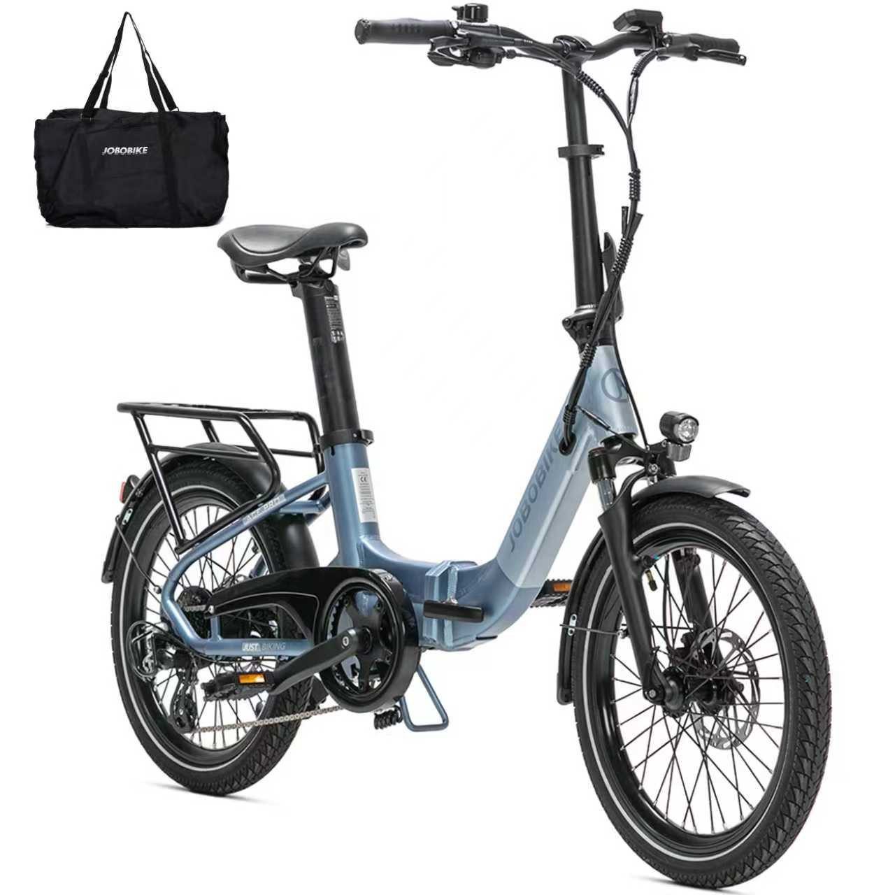 JOBOBIKE E-Bike Klapprad 20'' Damen&Herren, Ace Pro, Faltrad E-Citybike, 110km, mit Tasche, 7 Gang Shimano, Kettenschaltung, Heckmotor, 360 Wh, (mit Bluetooth, mit Sitzrohrakku, Drehmomentsensor), Pedelec Elektrofahrrad mit hydr. Scheibenbremsen, klappbar, nur 22kg