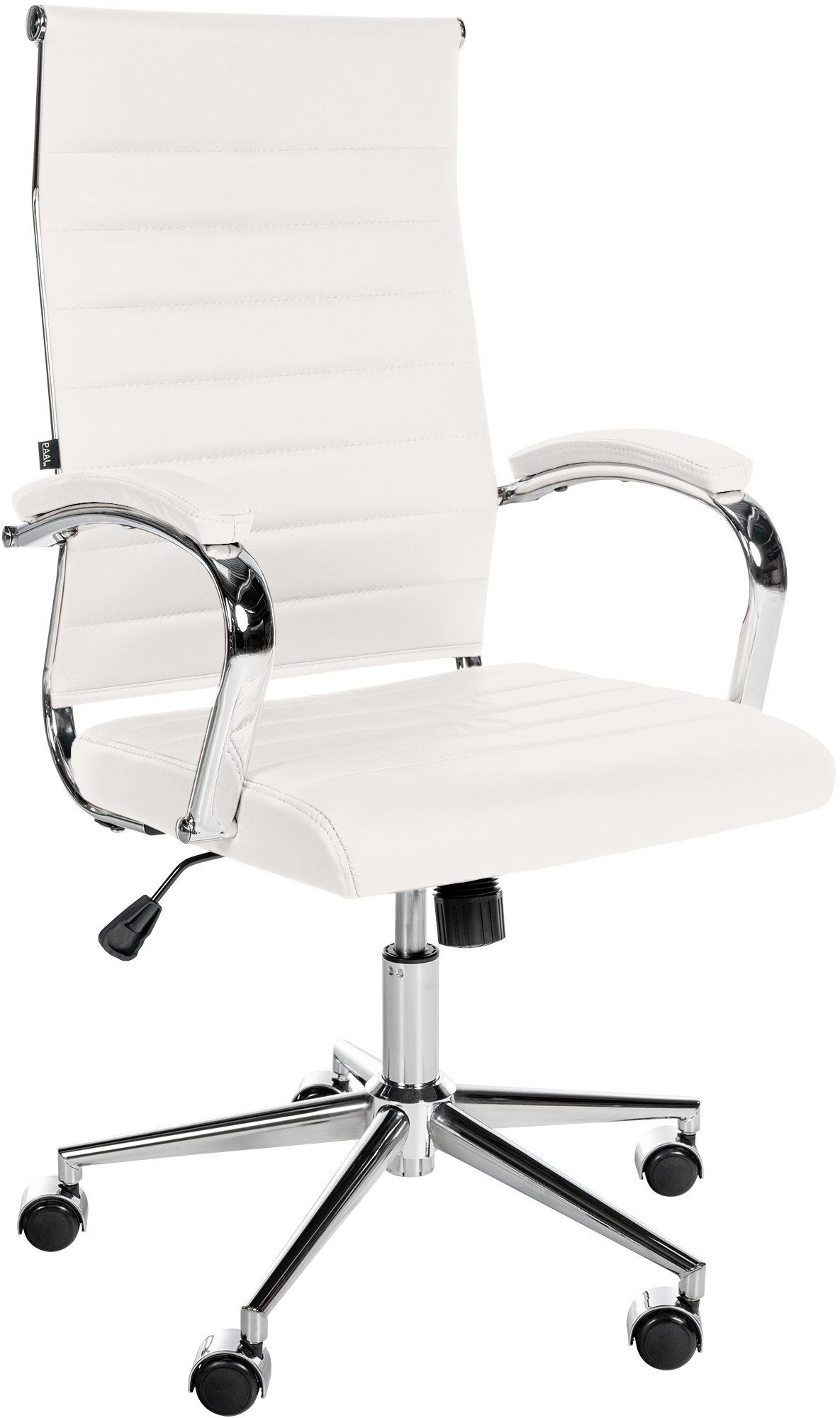 furnicato Bürostuhl Mollis Echtleder 102-112x56x61 cm weiß (1 St)