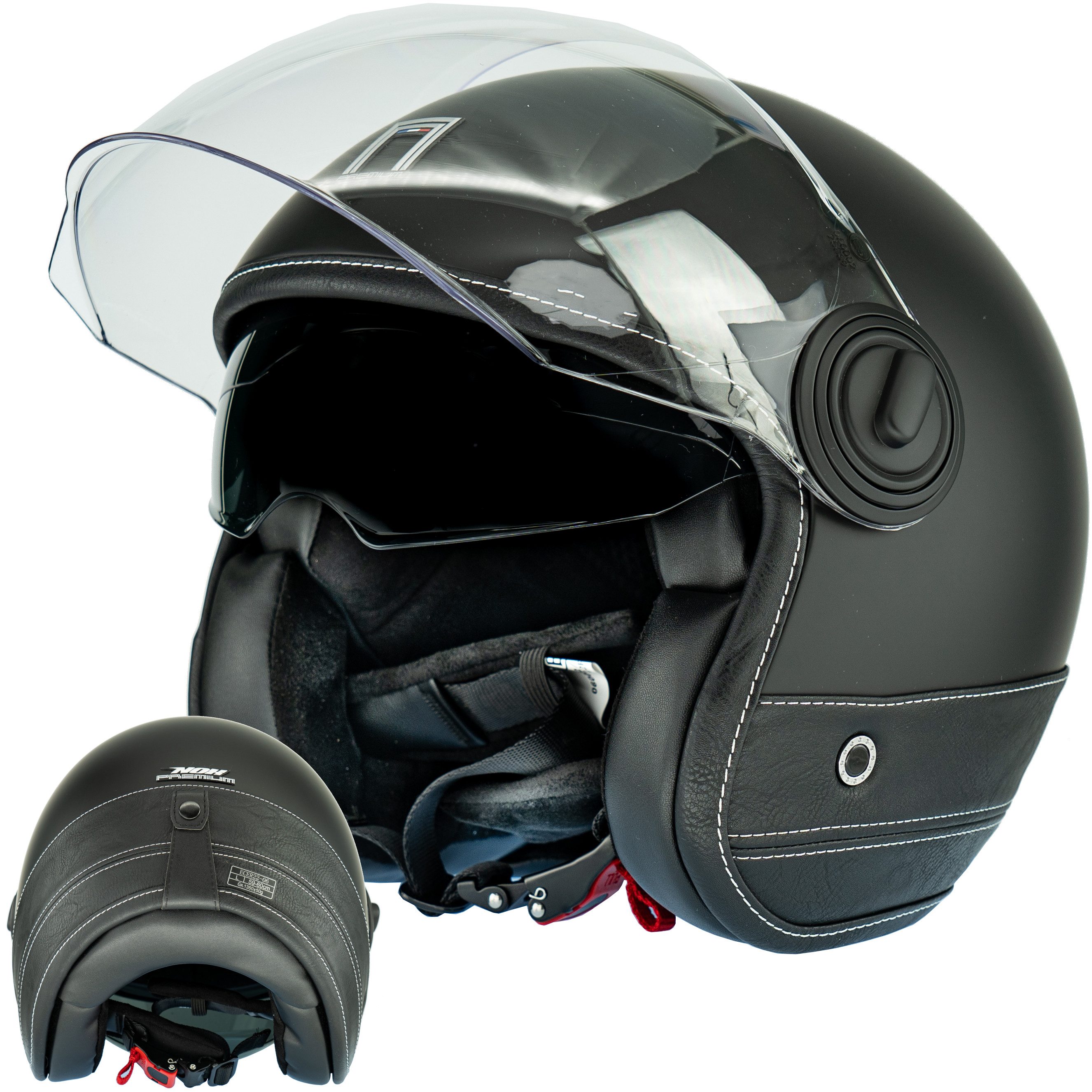 Motorradhelm JetHelm NEO-RETRO HERITAGE matt/leder