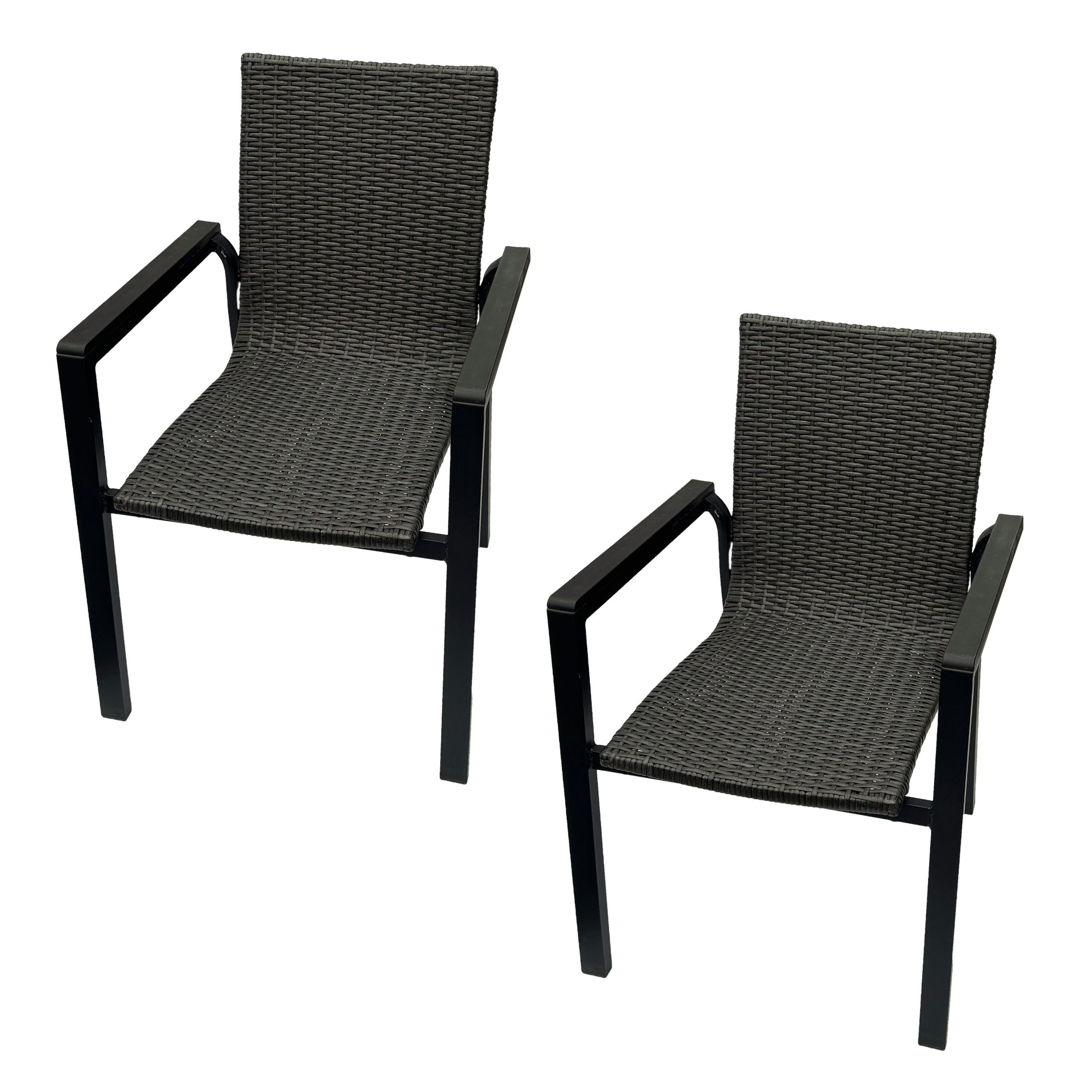 belavi Stapelstuhl 2er Set Stapelstuhl, robust und stapelbar, Polyrattan Gartenstuhl, moderner Geflecht Gartenstuhl aus Alu für Balkon, Terrasse und Garten