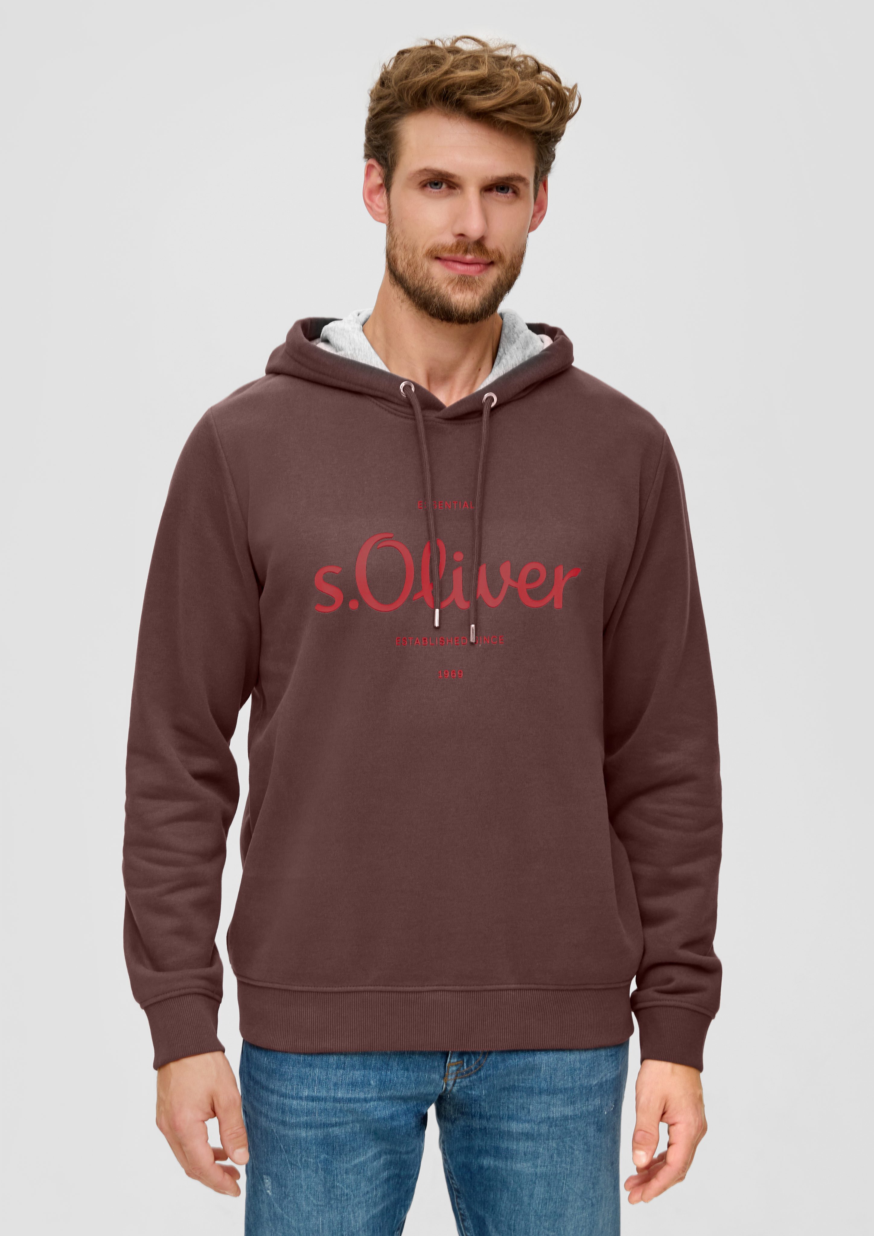 s.Oliver Sweatshirt Logo-Hoodie in Sweat-Qualität Logo lila