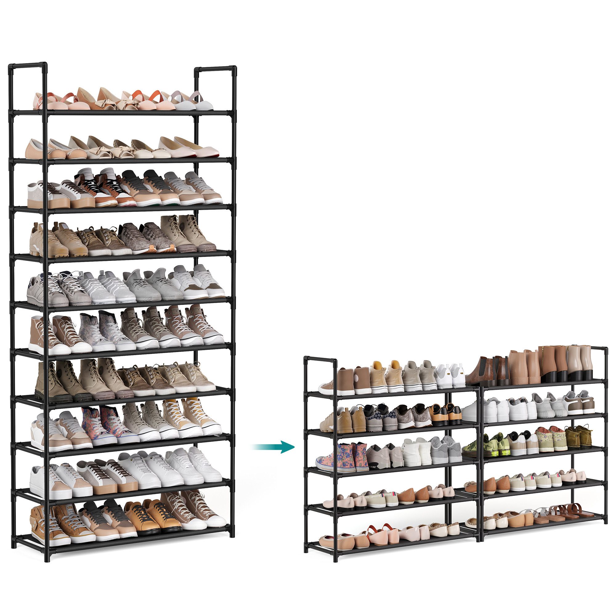 SONGMICS Schuhregal Schuhschrank, für 20 Paar Schuhe und Stiefel, mit 10 Eb günstig online kaufen