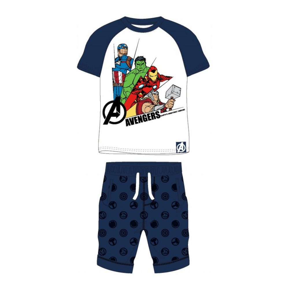 Shirt & Hose Avengers Bekleidungsset für Jungen: Kurzes Shirt und Hose in Weiß/Blau