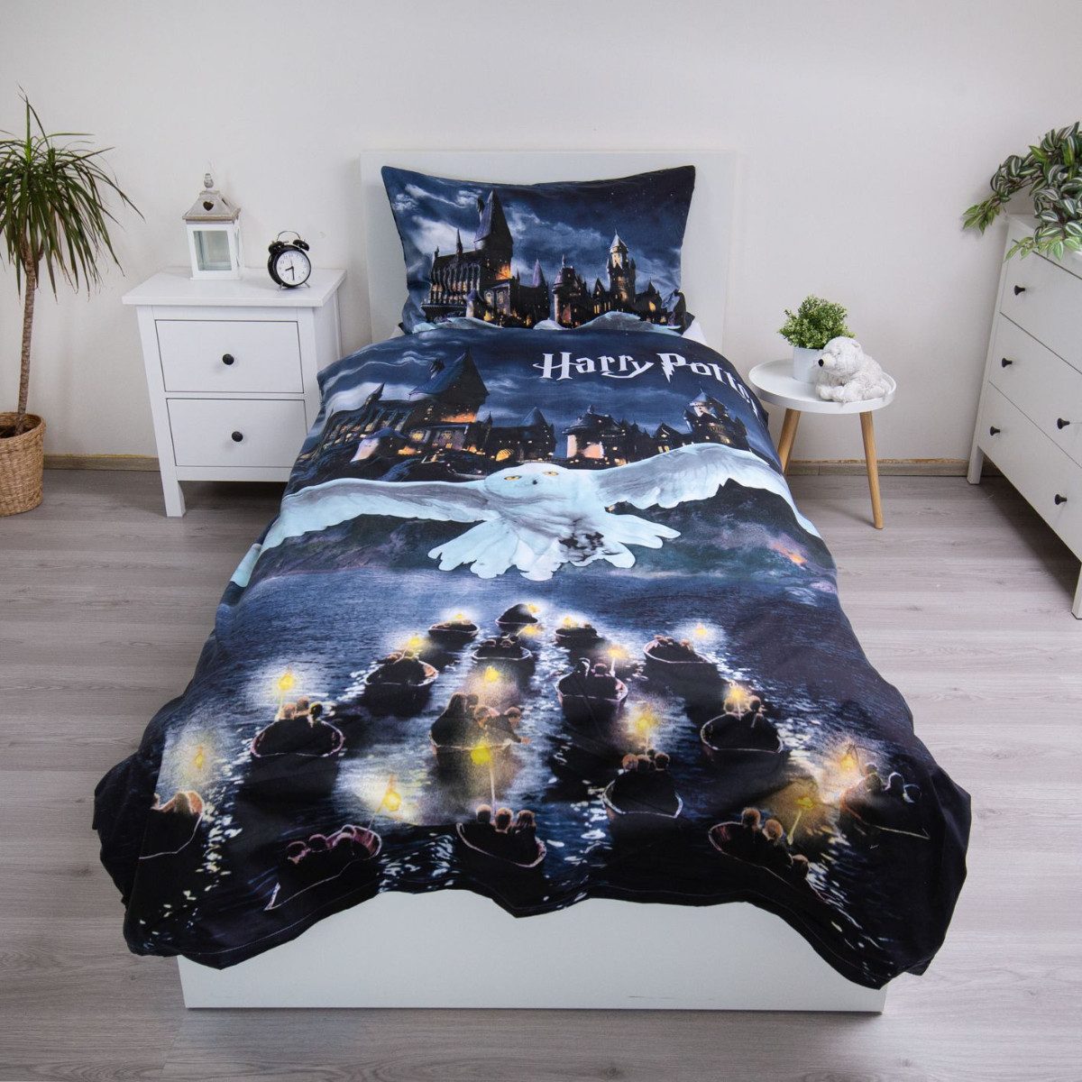 Harry Potter Bettwäsche Set Mikrofaser 140 × 200 cm + 70 × 90 cm mit Reißverschluss, Polyester, 2 teilig