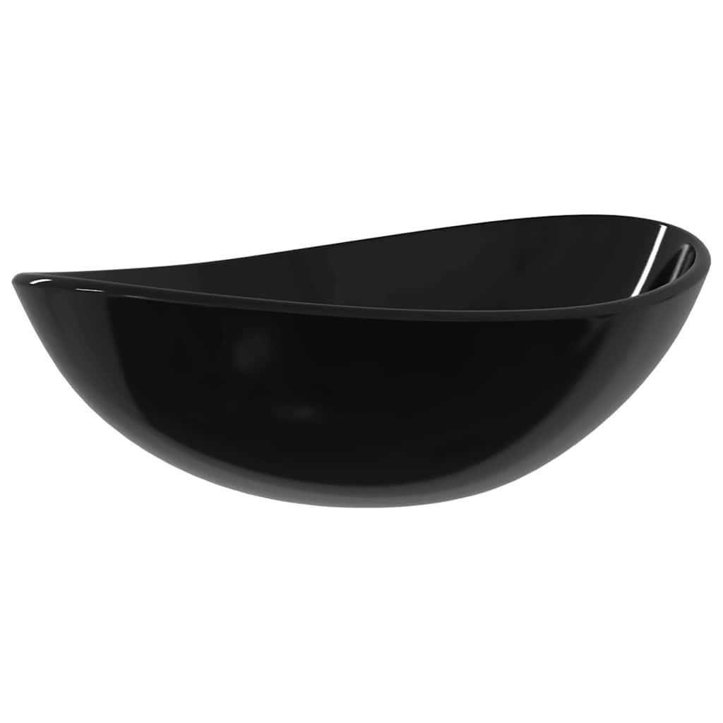 vidaXL Waschbecken Waschbecken Hartglas 54,5x35x15,5 cm Schwarz