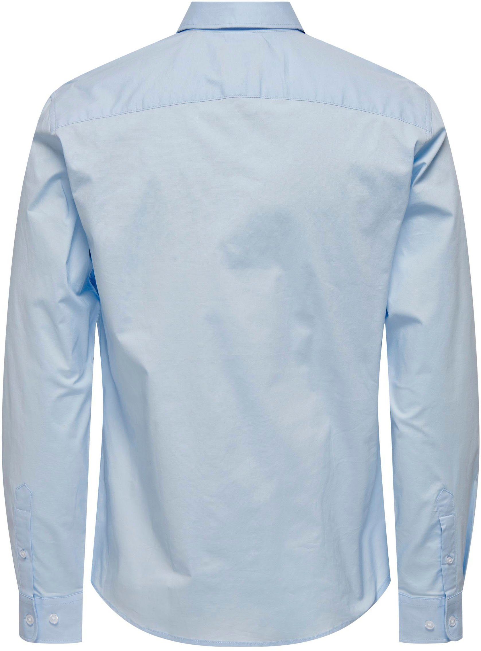 Blue Cashmere ONSANDY EASY ONLY SONS & POPLIN SLIM Langarmhemd SHIRT IRON