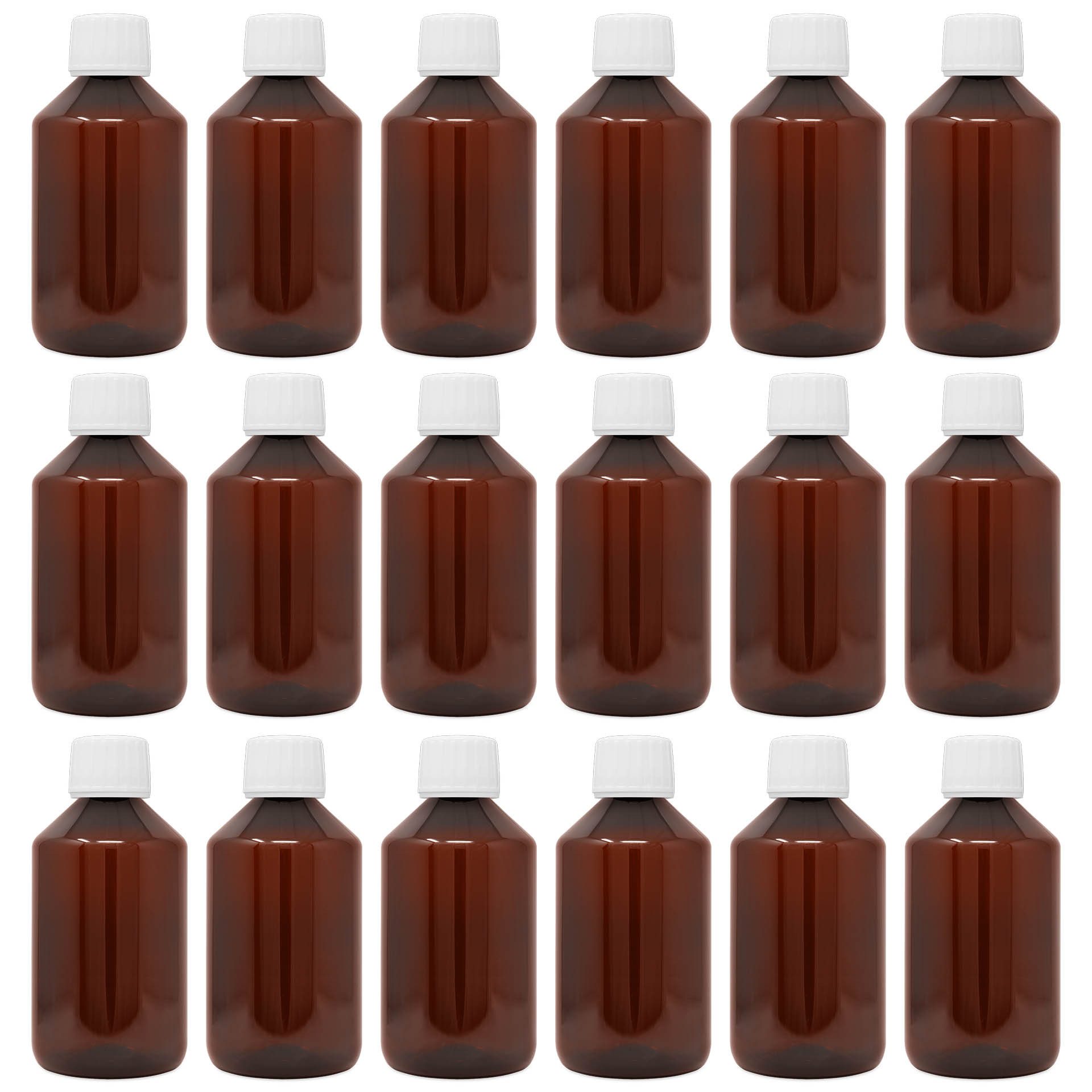 DistrEbution Kanister Flasche Braun mit Deckel 250ml Leere Laborflasche, Apothekerflasche aus PET Kunststoff