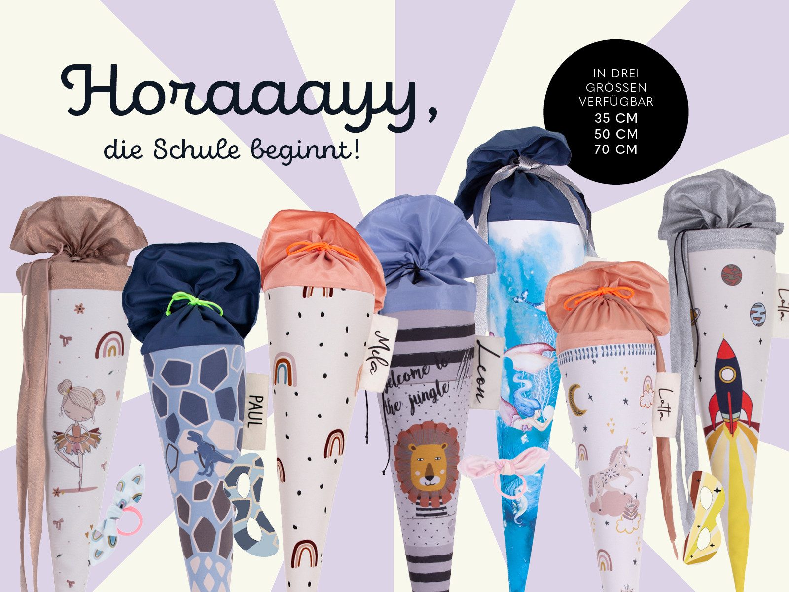 coopz Schulrucksack Schultüte Meerestiere 70 cm mit Haarschleife