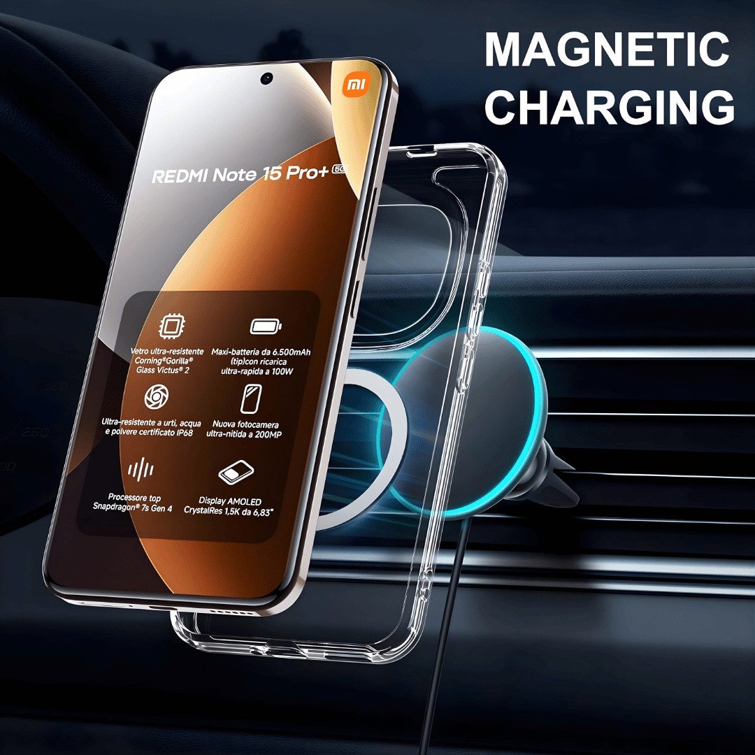 SmartUP Smartphone-Hülle für Xiaomi Redmi Note 15 Pro Plus 5G MagSafe Silikon Case Transparent 6,67 Zoll, MagSafe-Technologie – Bild 5 von 5