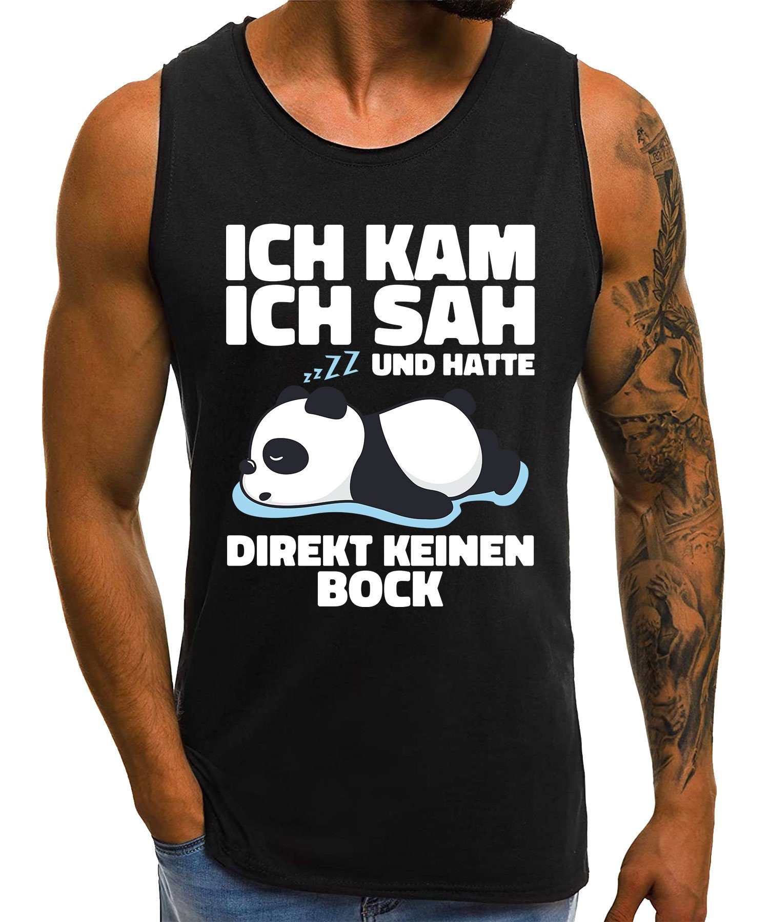 Quattro Keinen Panda Tank-Top Achselhemd Bock Herren Statement Formatee (1-St) Spruch Lustiger -