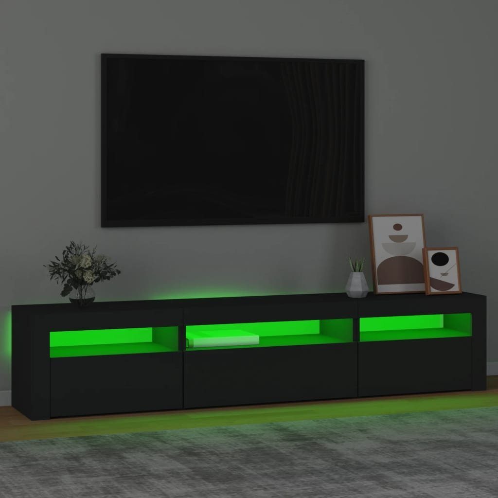 vidaXL TV-Schrank Schwarz mit LED-Leuchten (1-St) cm TV-Schrank 195x35x40