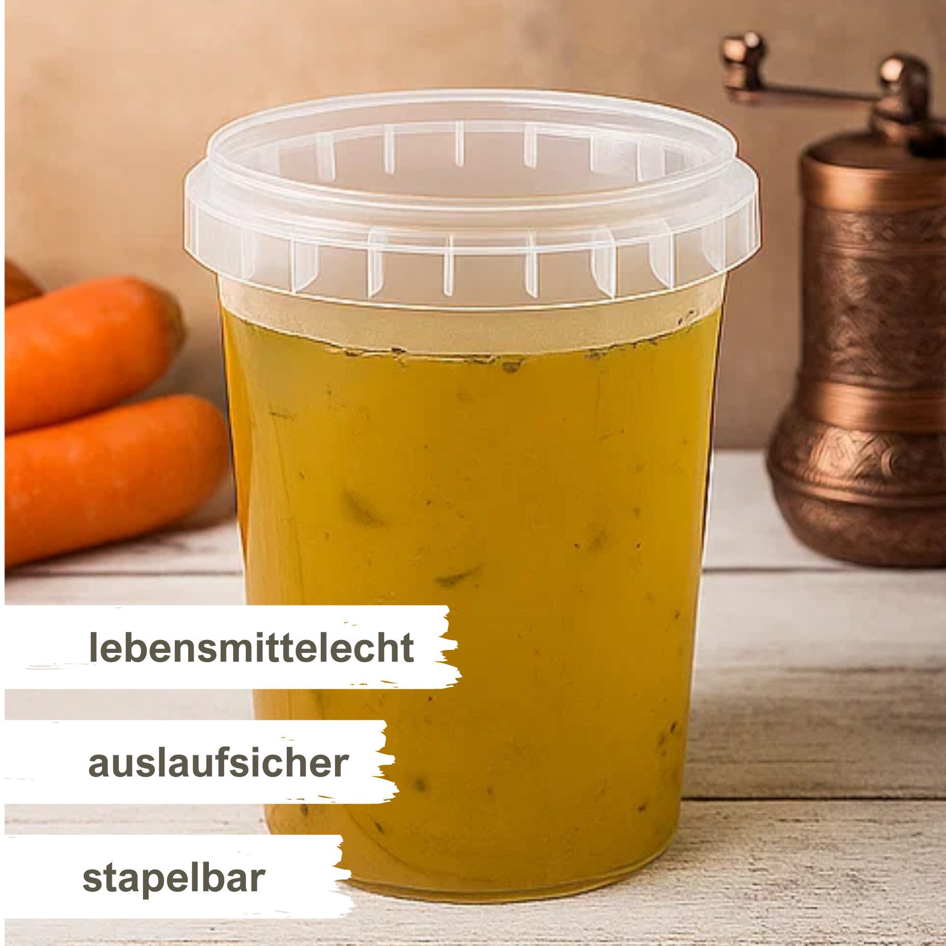 mikken Mehrwegbecher Kunststoffdose 520 ml Frischhaltedose Lebensmittelbehälter, (Set, 10-tlg), Heißabfüllung, Schockfrostung, BPA-frei, luftdicht, auslaufsicher