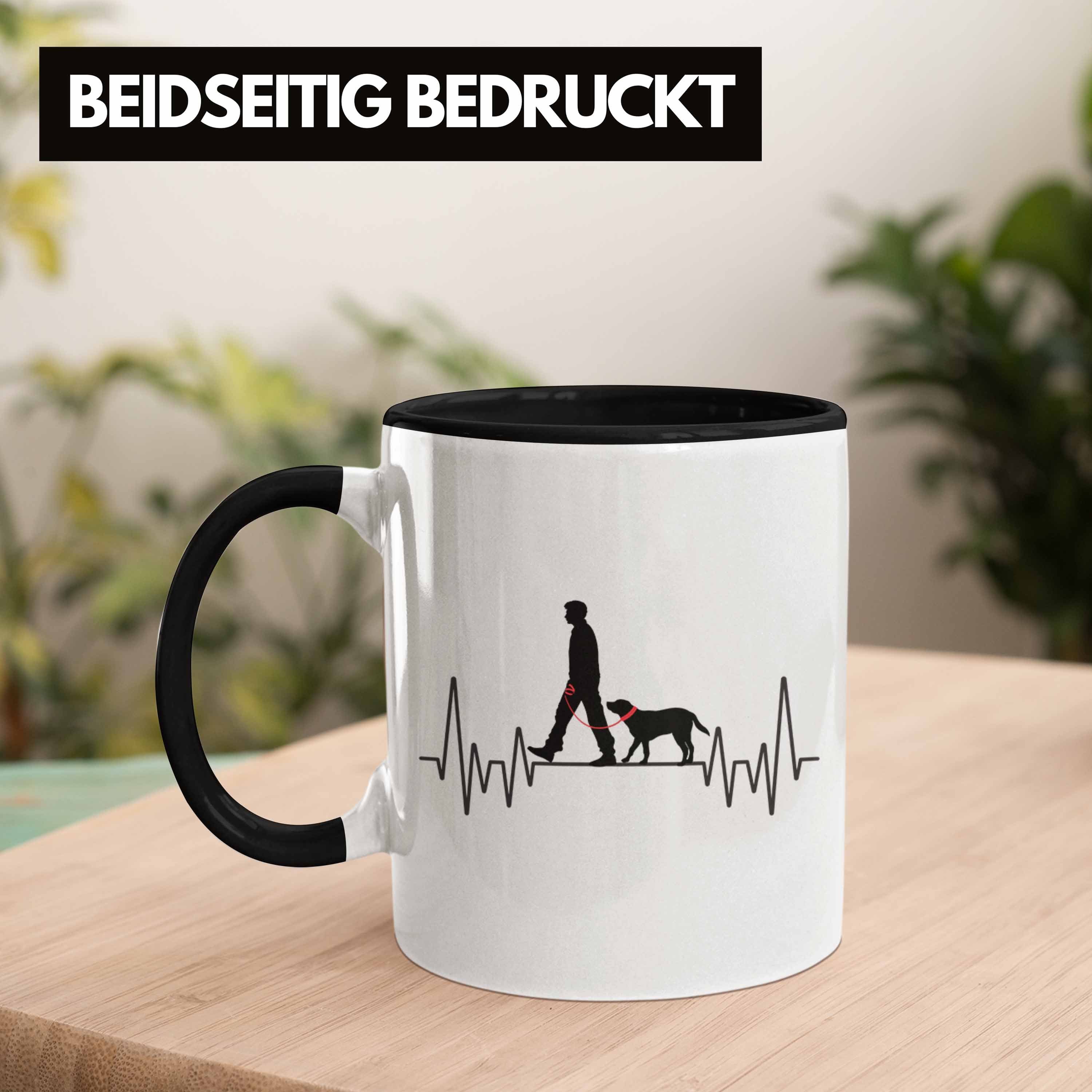 Trendation Tasse Trendation - Schwarz Besitzer Herzschlag Tasse H Hunde-Mama für Geschenk Hunde