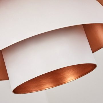 hofstein Hängeleuchte Hängelampe aus Metall in Weiß/Kupferfarben, ohne Leuchtmittel, mit rundem Schirm (38 cm), Höhe max. 114,5 cm, 1 x E27