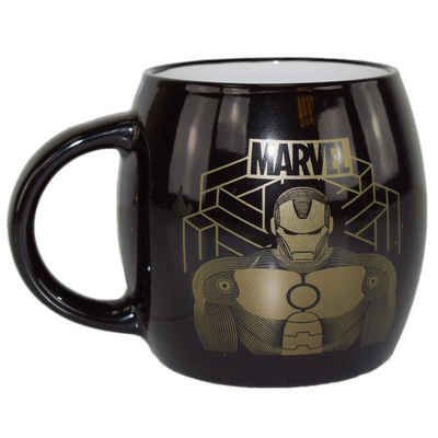 Stor Tasse Marvel Avengers doppelseitiges Motiv Tasse mit Bauch in Schwarz 380 ml, Keramik, authentisches Design