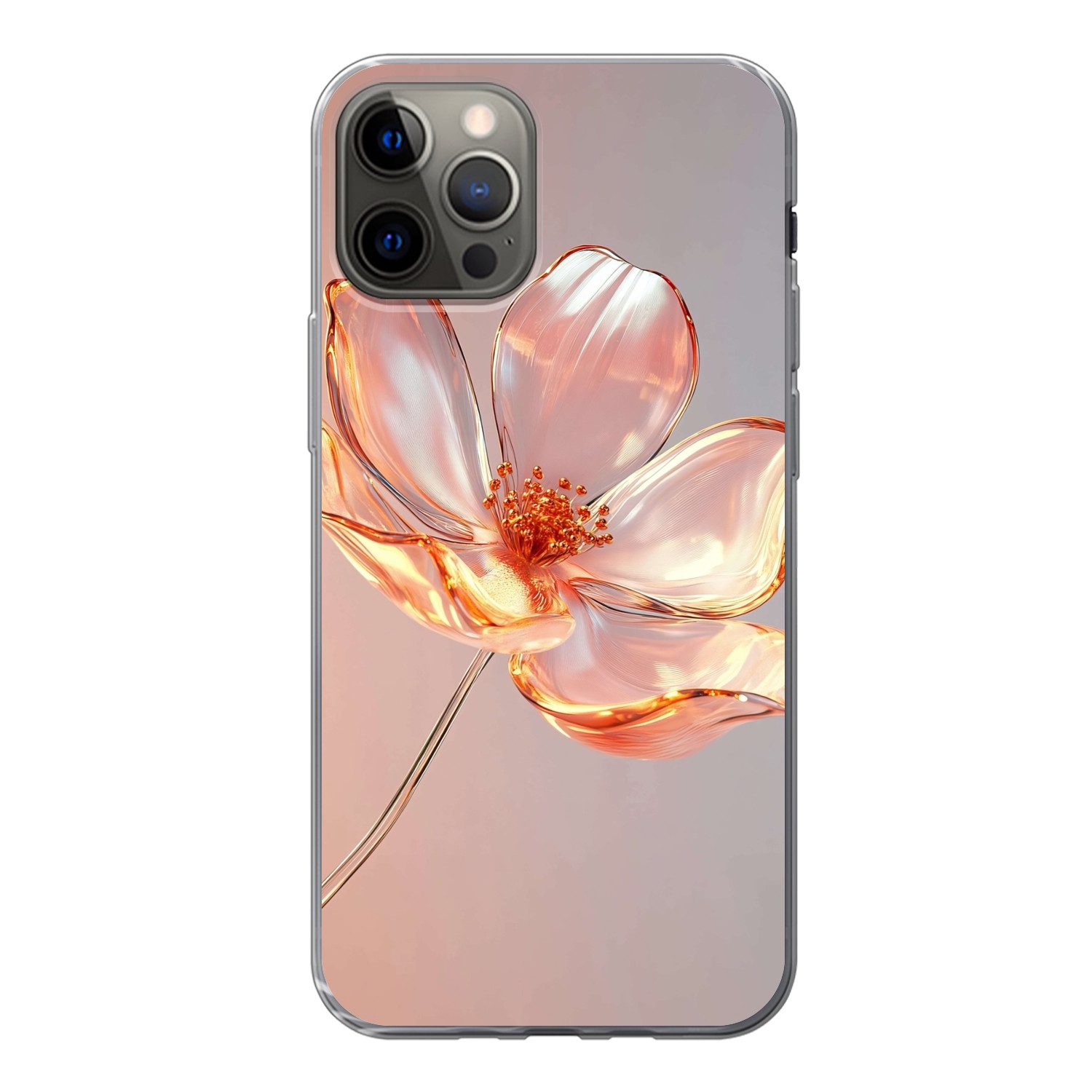 MuchoWow Handyhülle für Apple iPhone 13 Pro Gläser - Blume - Rosa, Smartphone-Bumper, Print, Handy Schutzhülle Dünn