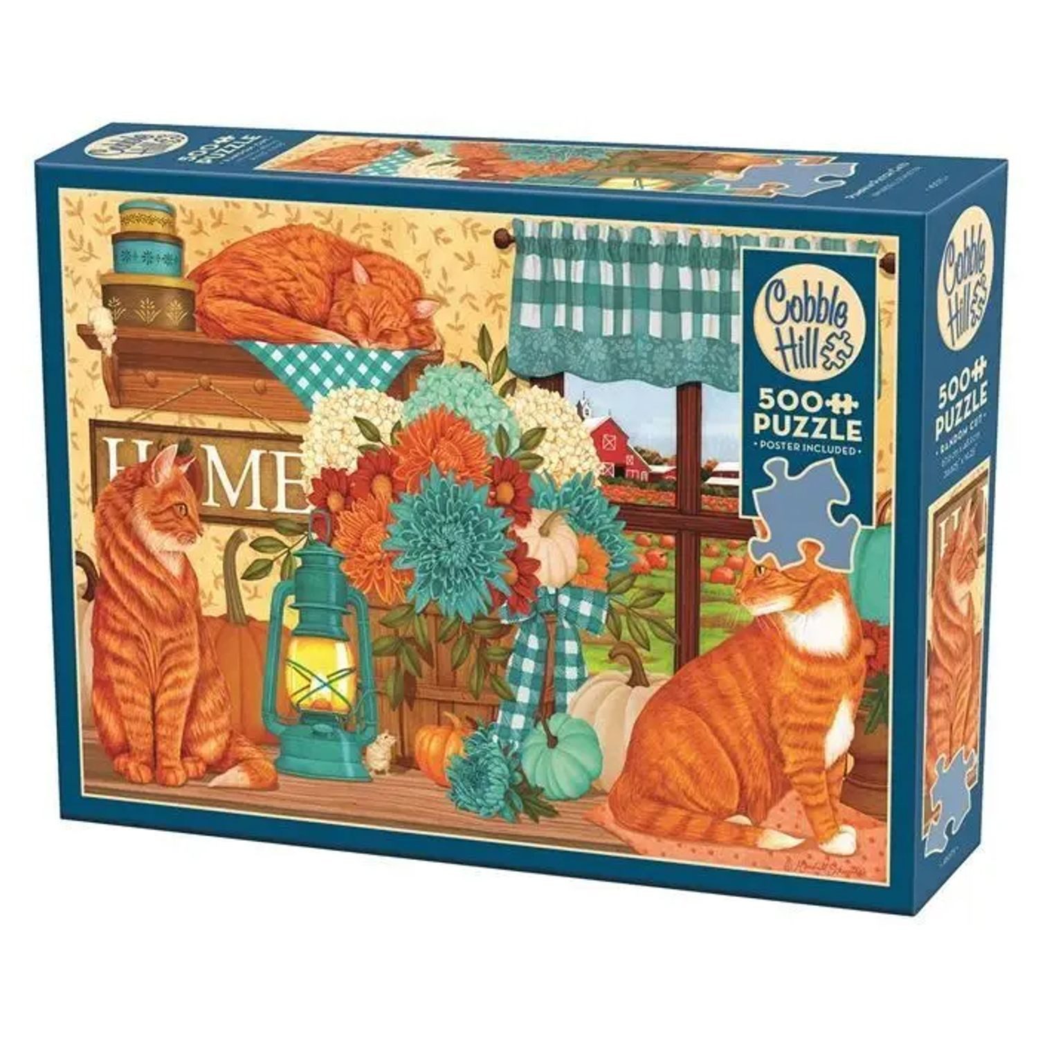 BrainBox Puzzle COBBLE HILL PUZZLES - Kürbisbeet-Katzen 500 Teile, 500 Puzzleteile