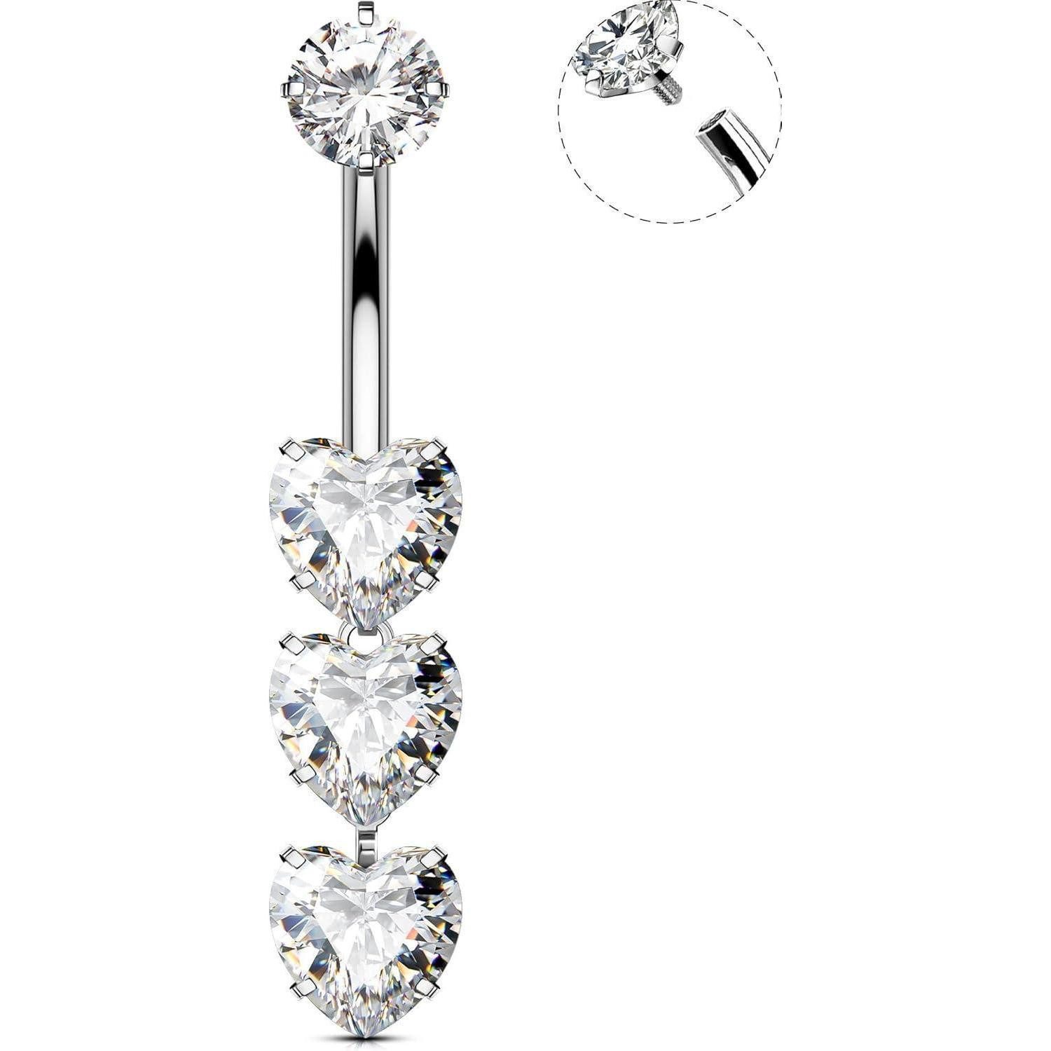 Bauchnabelpiercing Titanium Heart Dangle Belly Button Bars 14G Navel Piercing Jewelry