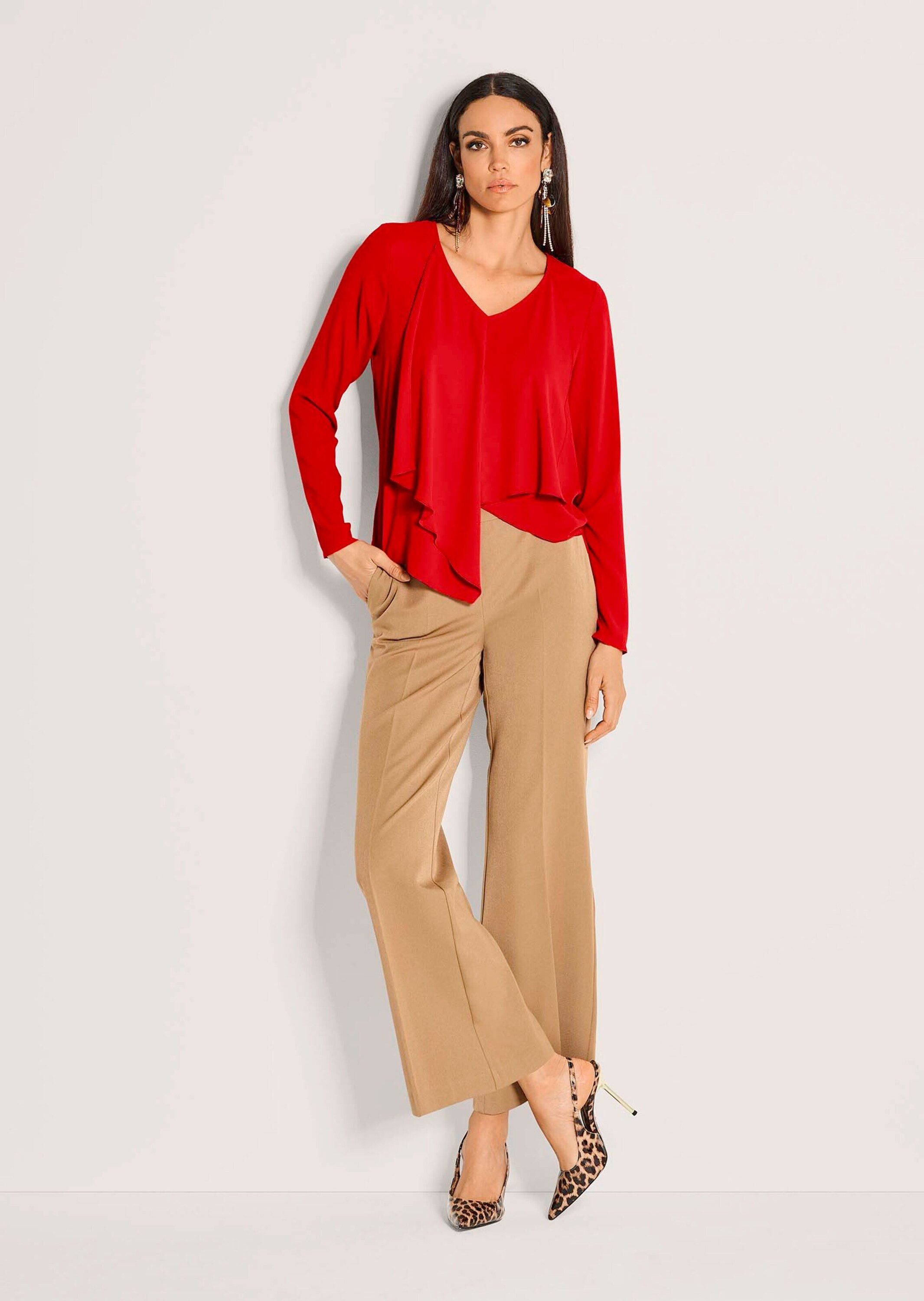 MADELEINE Langarmbluse Elegante Bluse mit asymmetrischem Saum V-Ausschnitt, günstig online kaufen