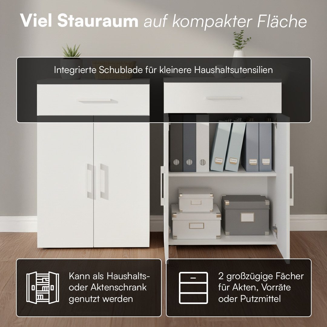 Bellamio Mehrzweckschrank Apol 88 cm hoch (2 Fächer & 1 Schublade, Weiß) Bü günstig online kaufen