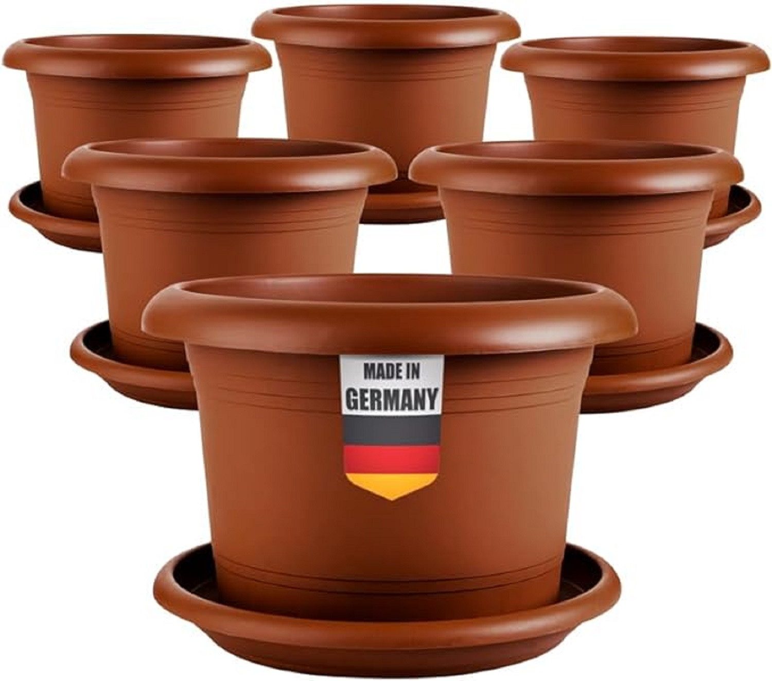 SUSTANIA Blumentopf Pflanzkübel mit Untersetzern (6er günstig online kaufen