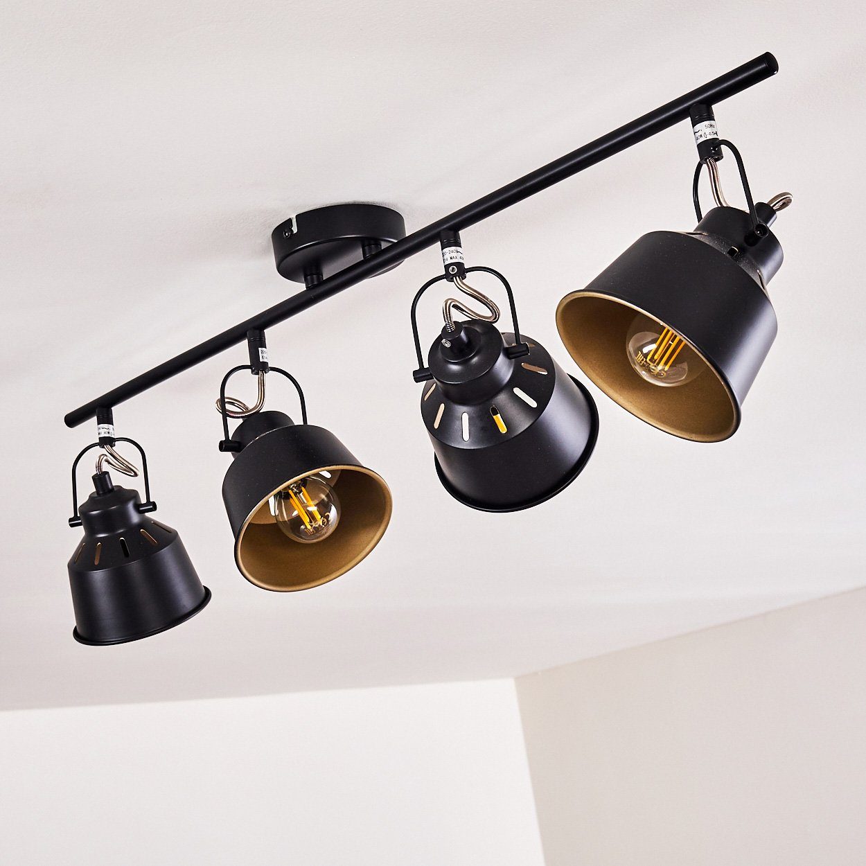 hofstein Deckenleuchte »Rimini« Deckenlampe aus Metall in Schwarz/Gold, ohne Leuchtmittel, mit verstellbaren Strahlern, 4xE14, Spot im Retro/Vintage Design – Bild 5 von 5