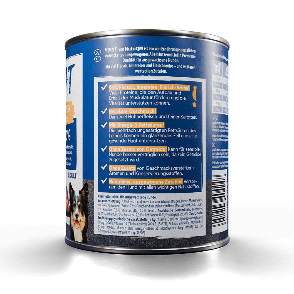NutriQM Nassfutter M!EAT Huhn & Karotte, Nassfutter für: Hund