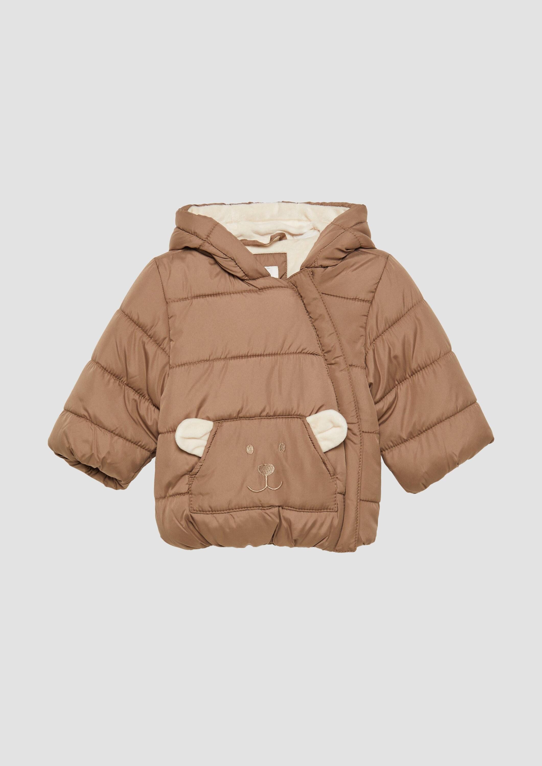 s.Oliver Winterjacke Outdoor-Jacke Wattierte Jacke mit Fleece-Futter und Bären-Motiv