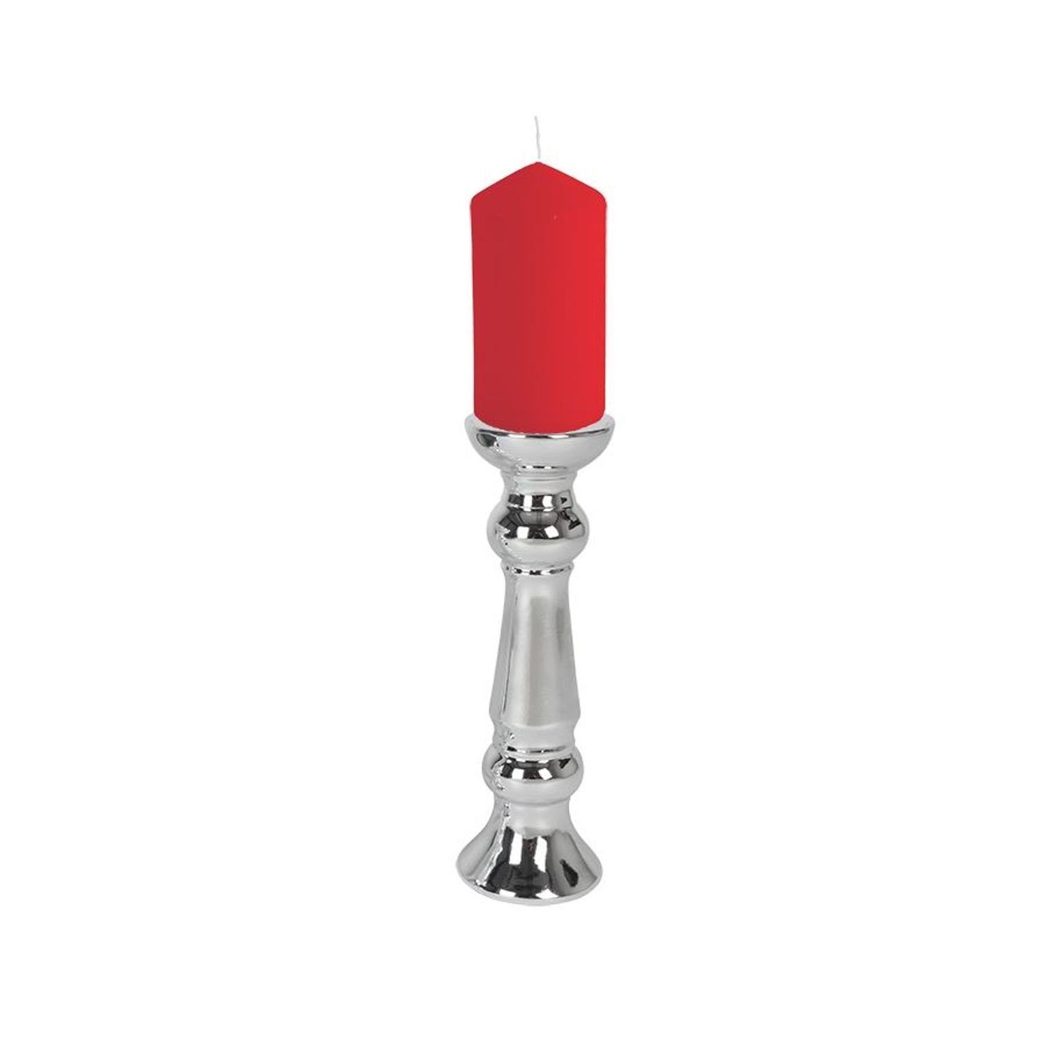 BURI Kerzenständer Keramik-Kerzenständer silber Kerzenhalter Tischleuchter Stumpenkerze D | Kerzenständer