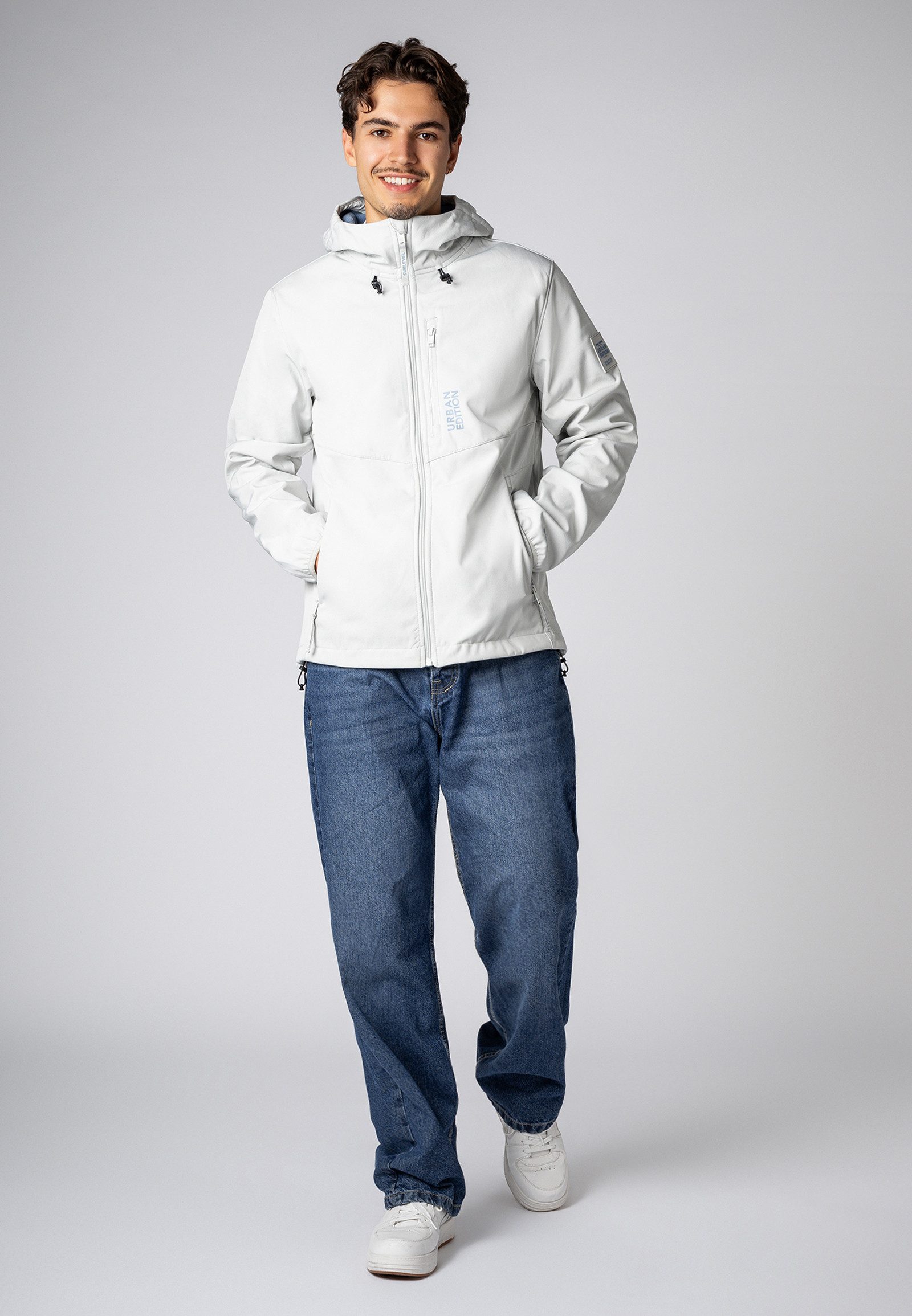 SUBLEVEL Softshelljacke Herren Übergangsjacke Softshell mit Brusttasche Kapuze mit Tunnelzug, verschiedene Artworks