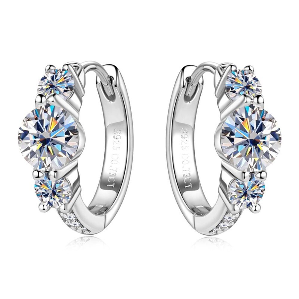 Paar Creolen Luxuriöse Moissanit Damen Creolen 18K Gold +Echtheitszertifikat