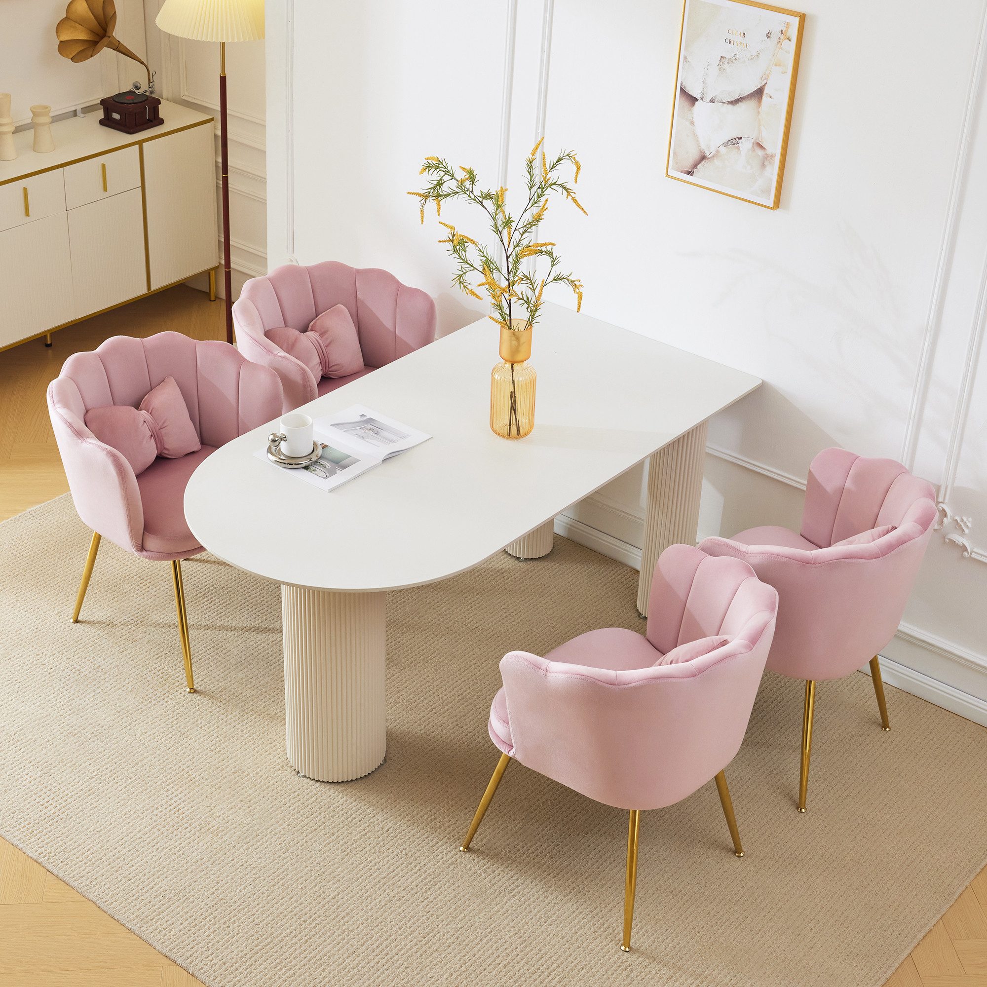 OKWISH 4-Fußstuhl Polsterstuhl Küchenstuhl Lounge Stuhl, günstig online kaufen