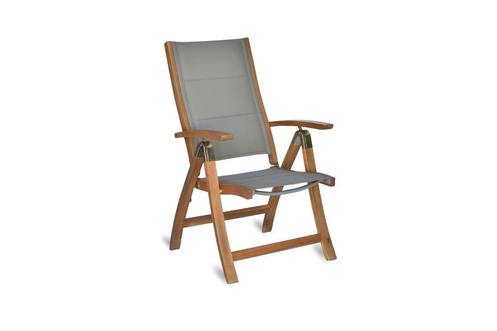 MERXX Garten-Essgruppe Acapulco, (Set 5tlg., 4 Klappsessel, Ausziehtisch, Akazienholz mit Textilbespannung)
