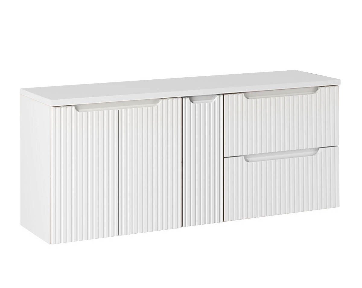 einfachgutemoebel Waschtisch-Set Bad Waschplatz ILUNA White 140cm Schub & T günstig online kaufen